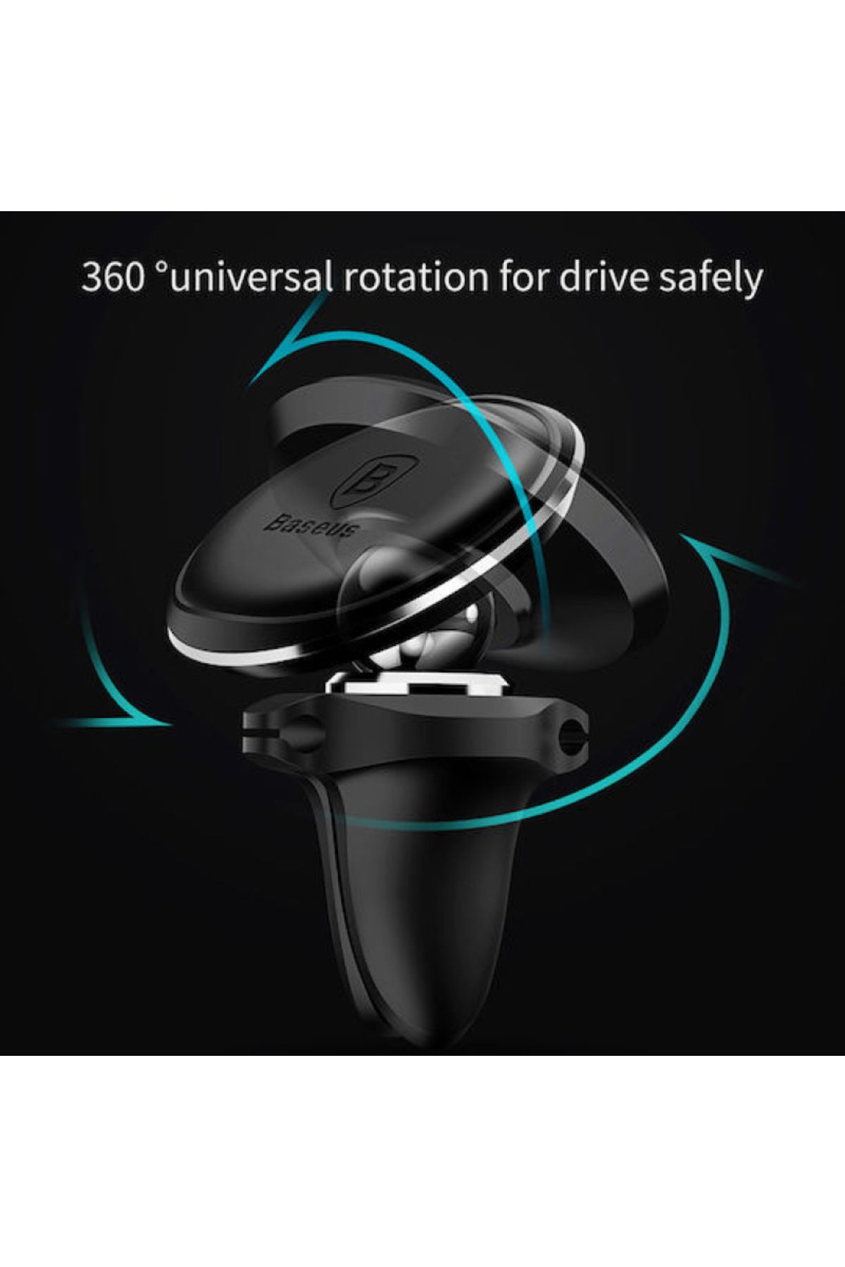 Baseus-Baseus Magnetic Air Vent Car Mount Holder with Cable Clip - Silver 4