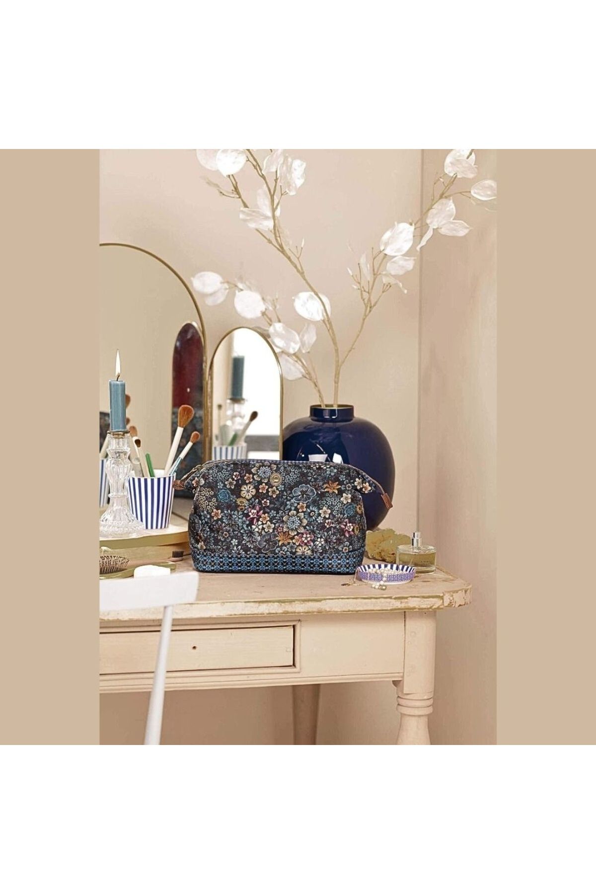 Pip Studio-Geantă pentru cosmetice, Purse Large, Pip Studio, Blue, 26x18x12 cm, colecția Tutti i Fiori 5