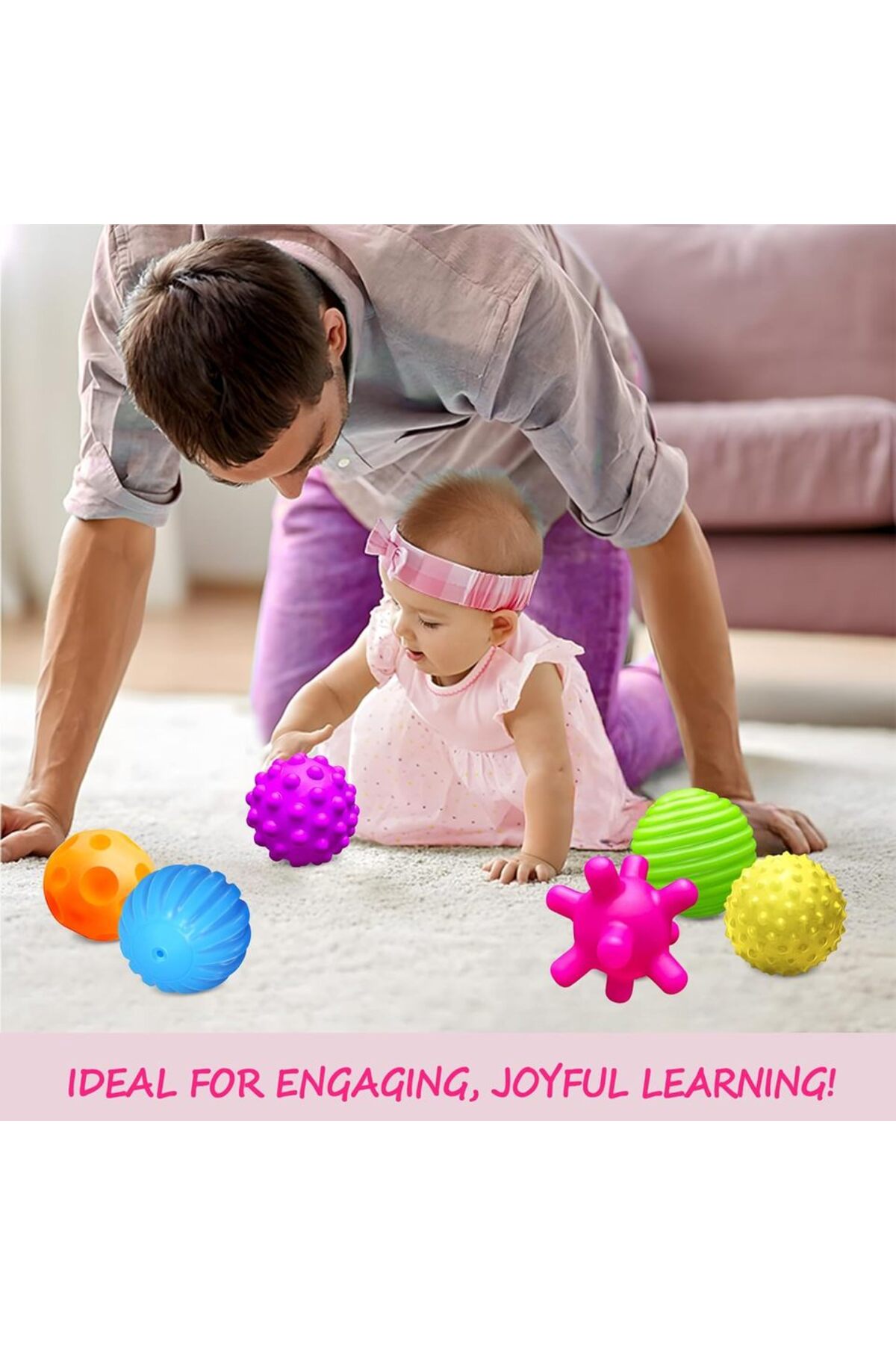 توپ‌های حسی برای اسباب‌بازی‌های حسی نوزاد، مناسب برای کودکان ۶ تا ۱۲ ماهه و ۱ تا ۳ ساله، با بافت و رنگ‌های روشن M…