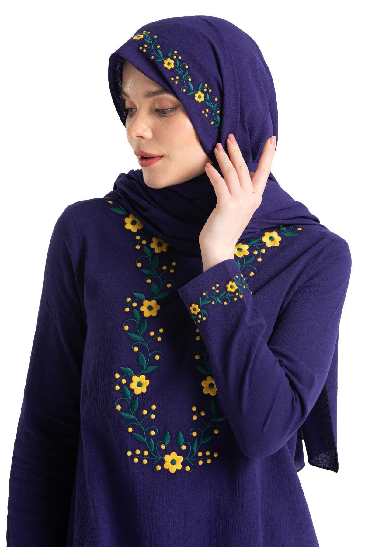 شال بنفش مردانه شیله پارچه کروک دوزی Eliş Şile Bezi