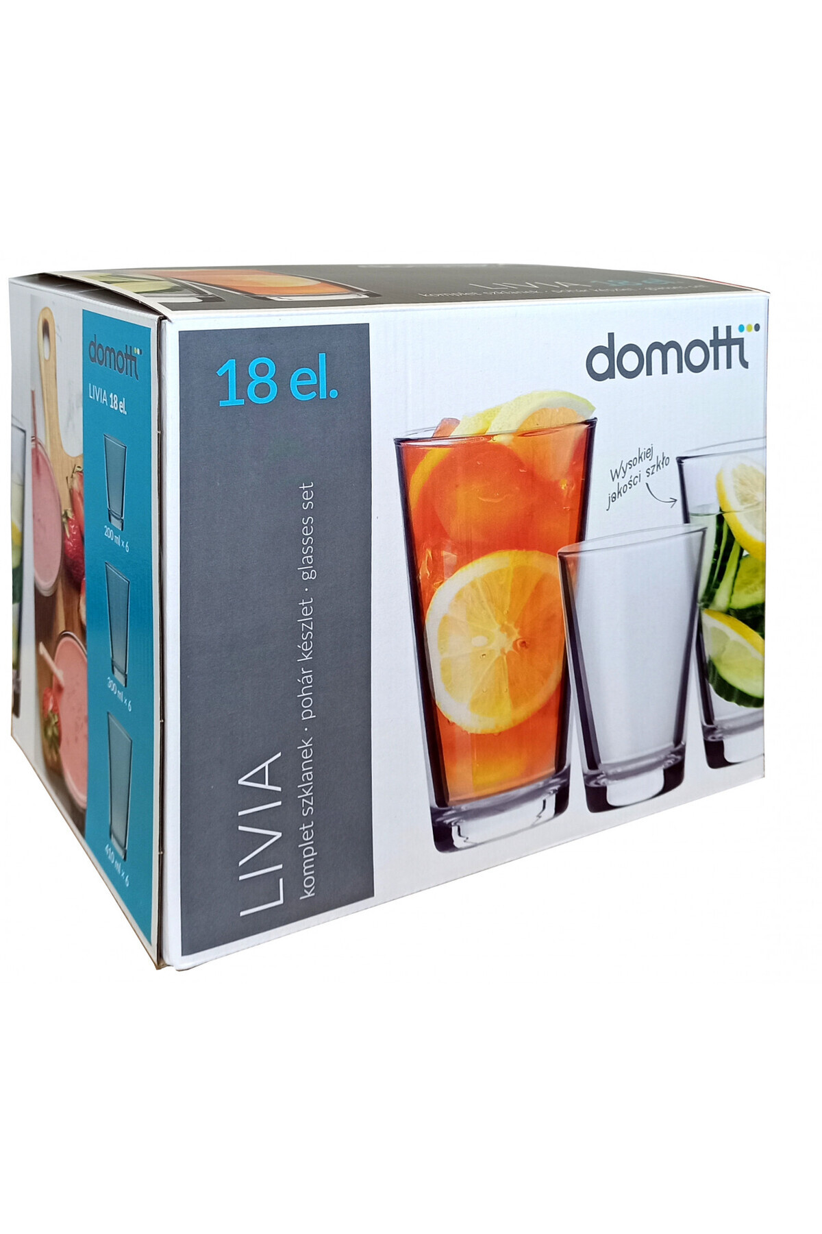 Domotti-Set of 18 glasses (200ml, 300ml, 410ml), glass, Livia 3