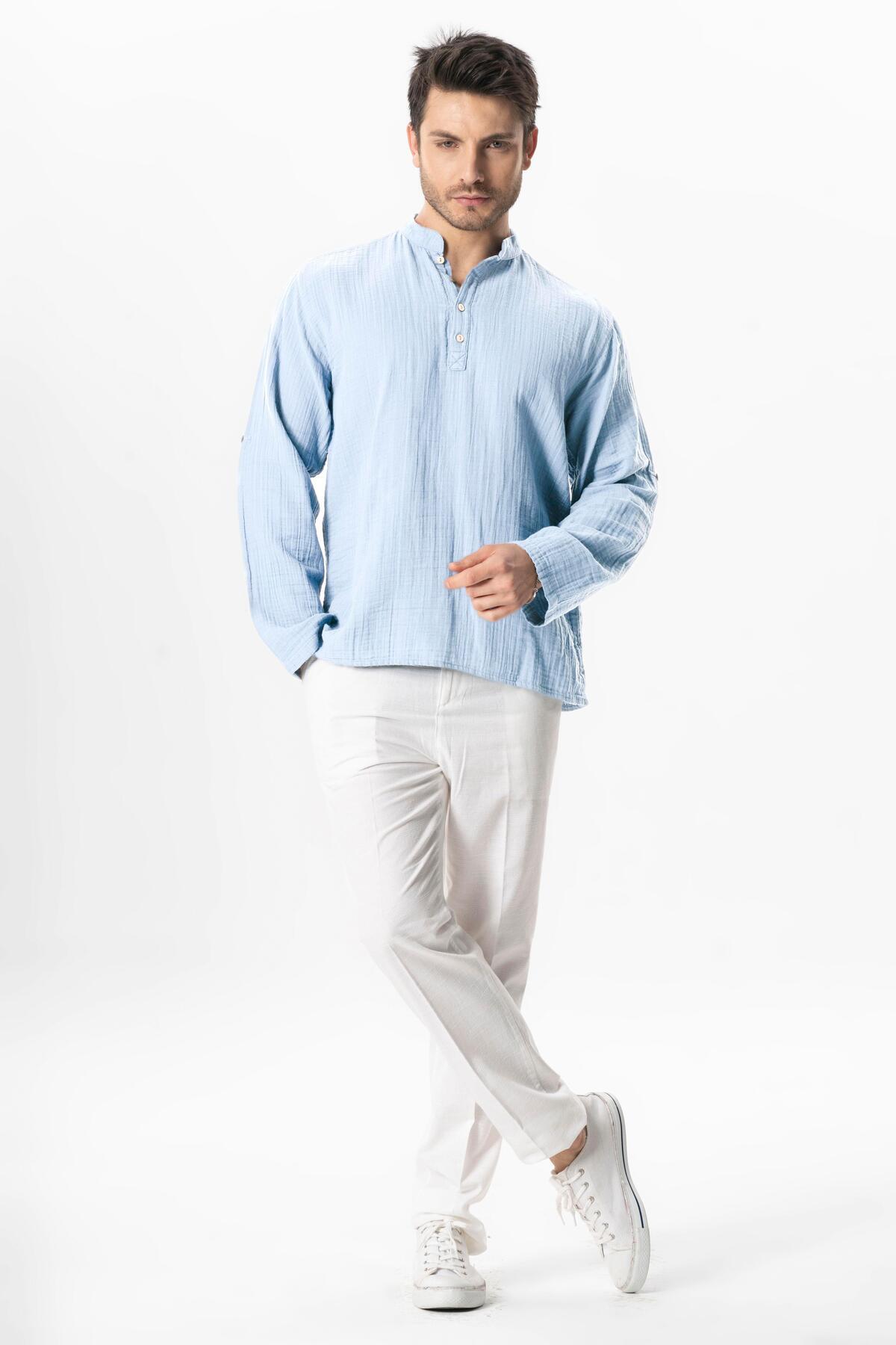 Eliş Şile Bezi-Summer Sweatshirt Long Sleeve Prevail Collar More Ice Blue / Bmv 5