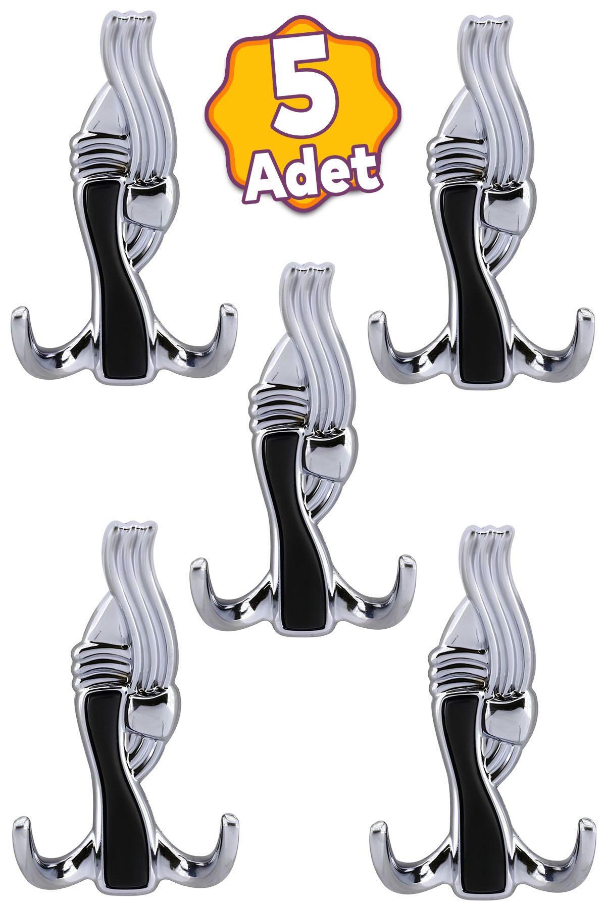 Badem10 (5 ADET) Efsane Krom Metal Portmanto Vestiyer Duvar Dolap Elbise Askısı Kapı Askılığı Askılık
