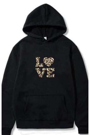 nurtex Love Baskılı Sweatshirt Kanguru cepli Kapişonlu 2 iplik Mevsimlik Raha...