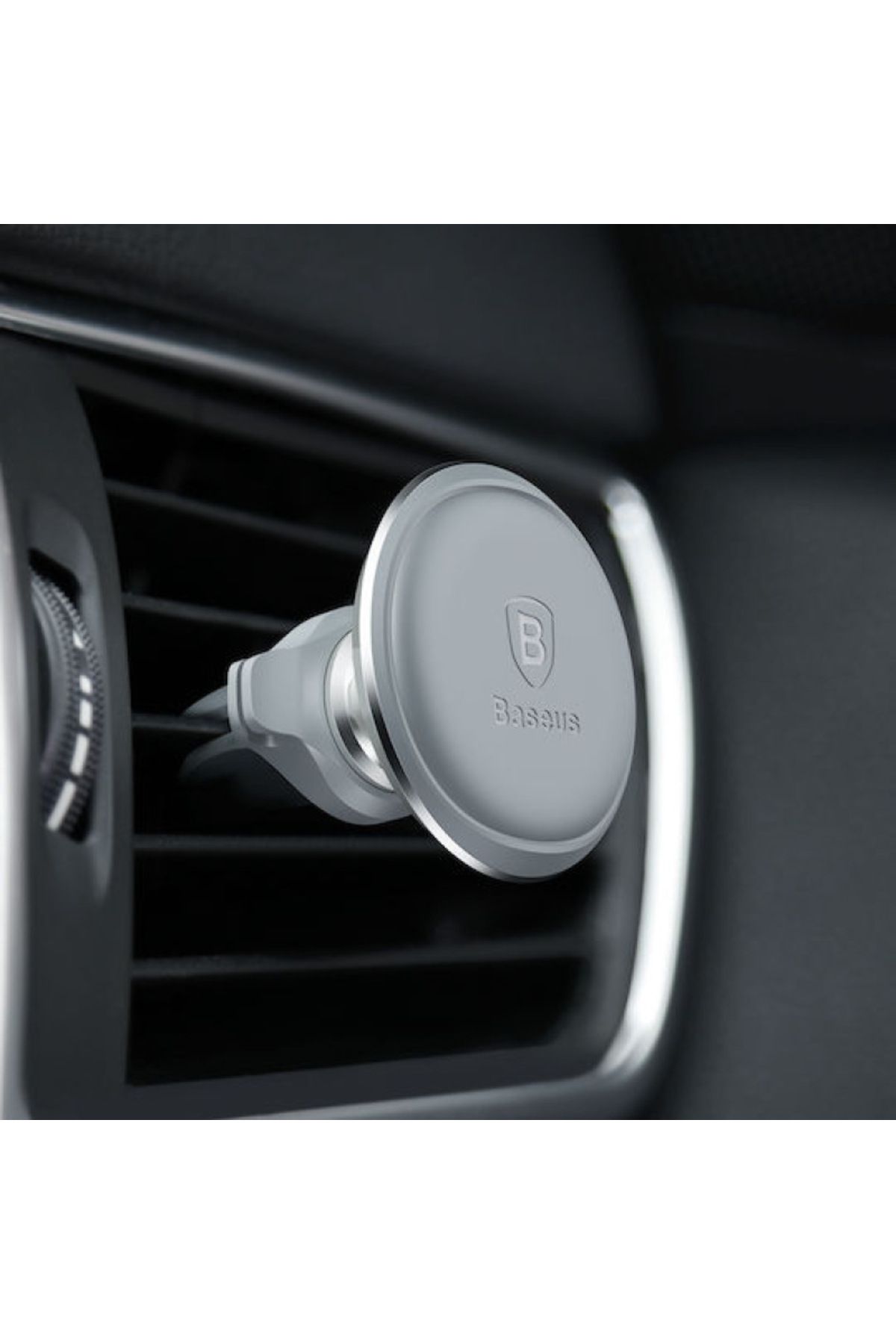 Baseus-Baseus Magnetic Air Vent Car Mount Holder with Cable Clip - Silver 3