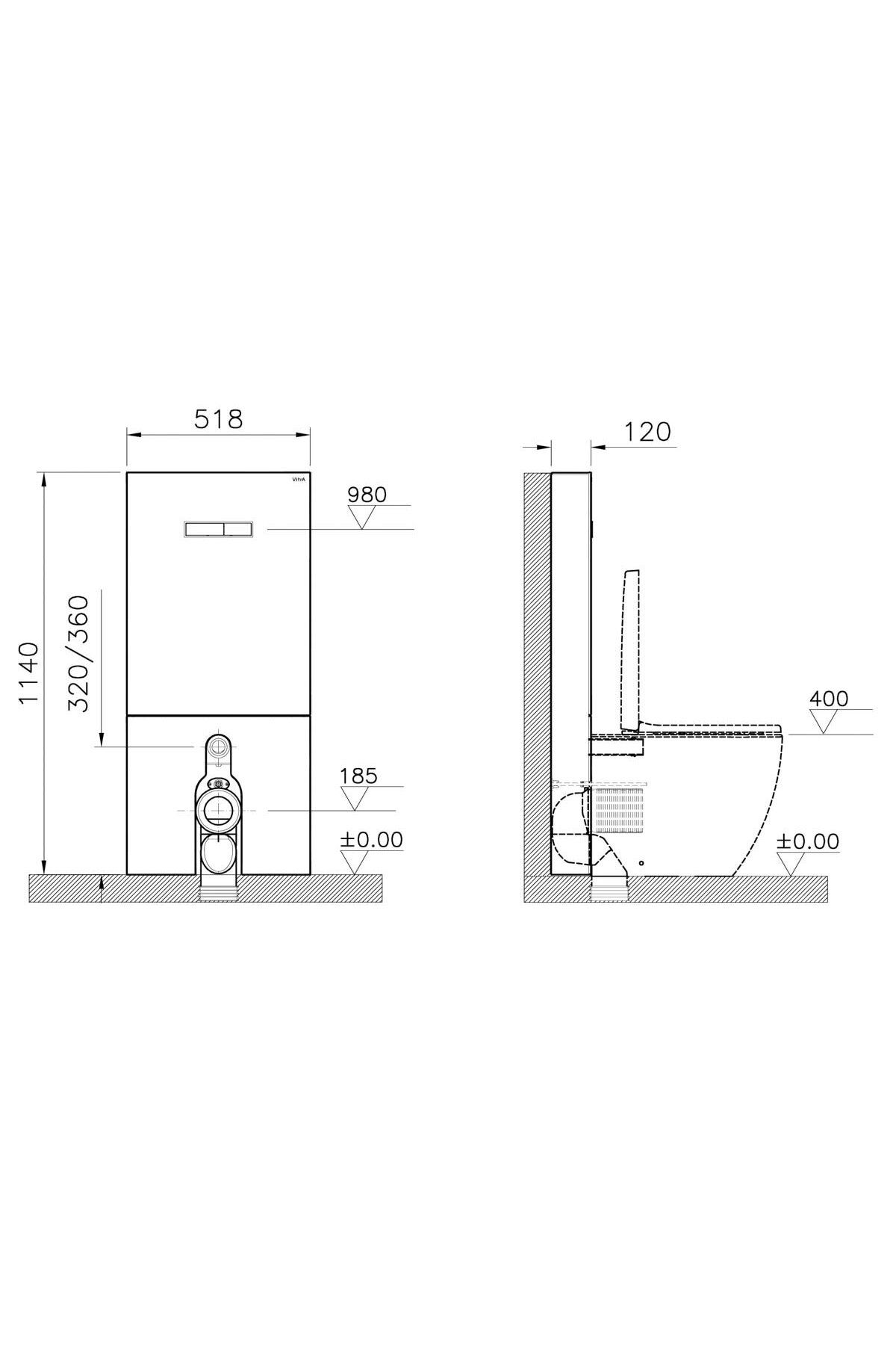VitrA-WC frame with black glass tank 3/6 for wall-mounted WC installation 2