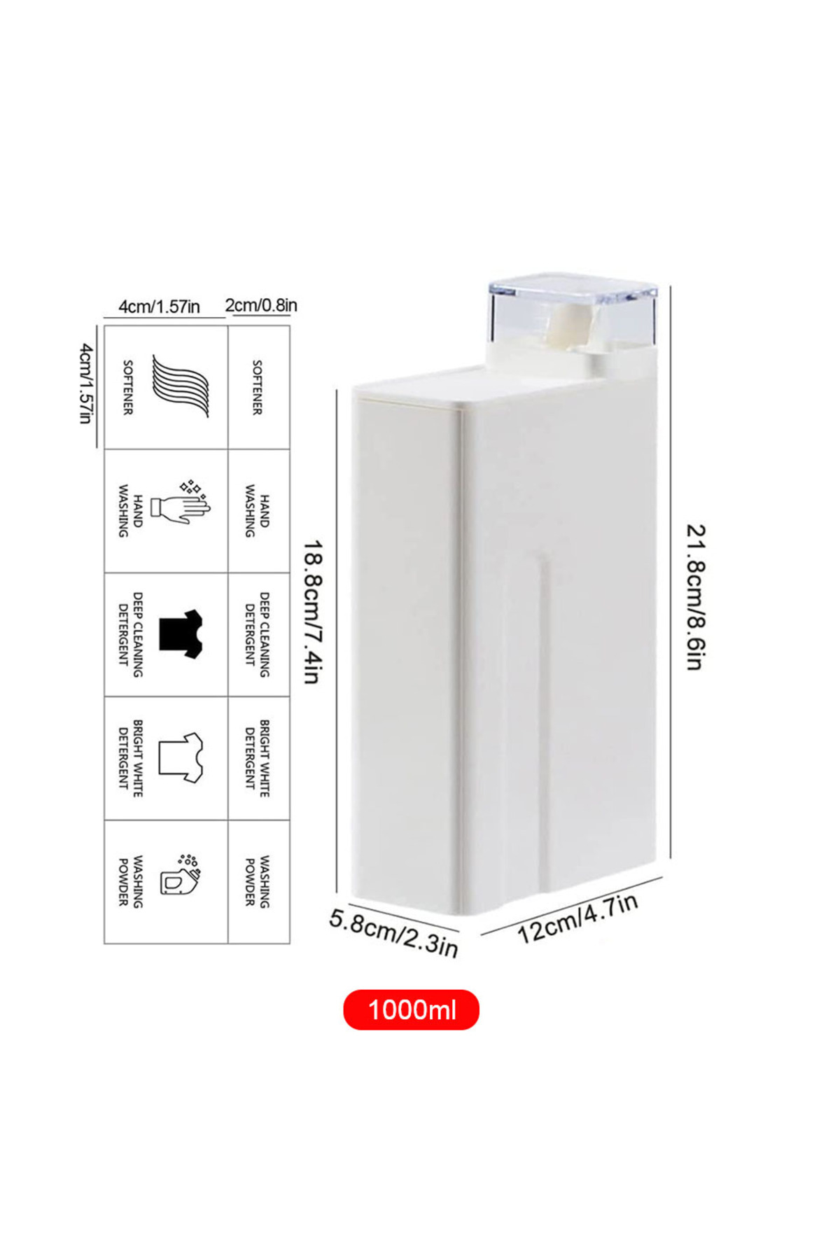Choice-white 1000ml Laundry Detergent Empty Bottles Large Capacity Softener Storage Bottle Reusable Refilla 1