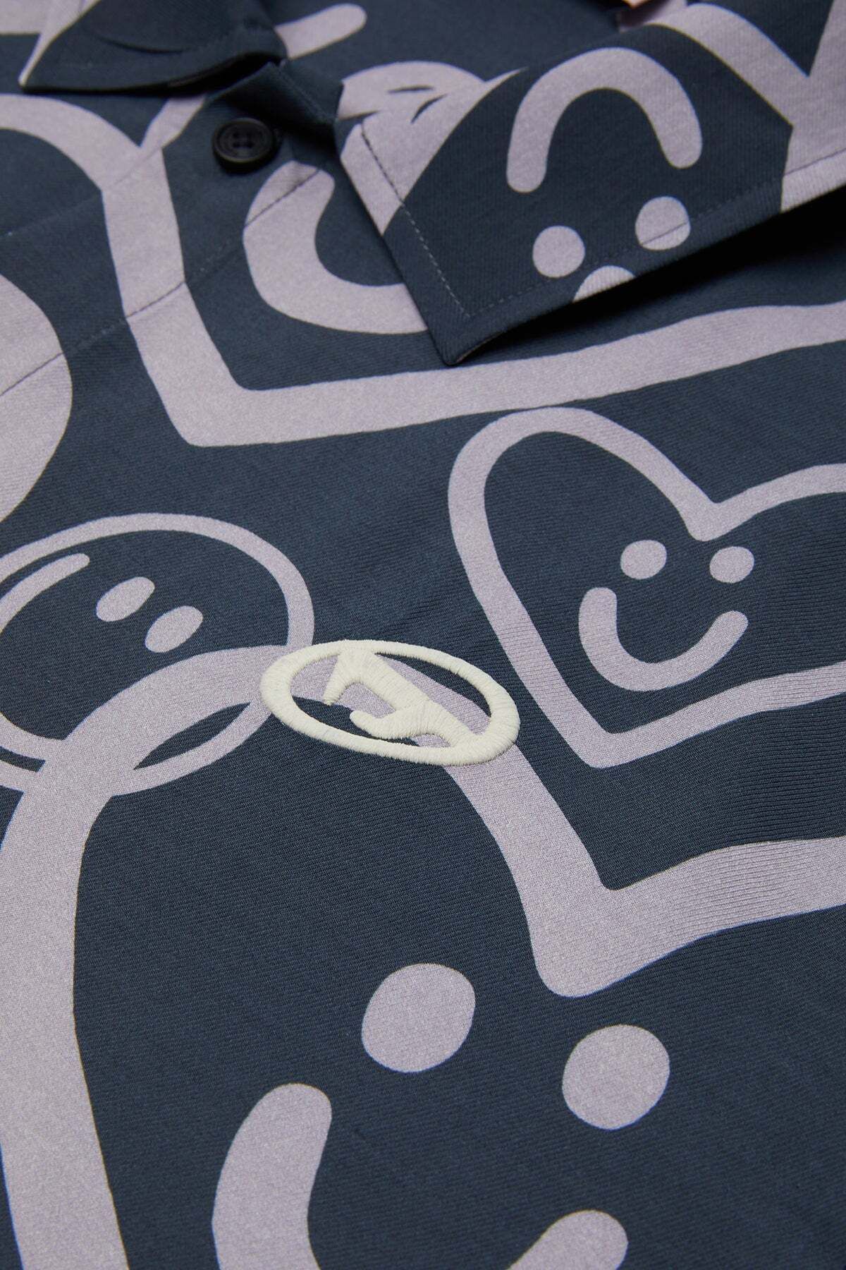 Reflect Studio-Gray Monogram Printed Short Sleeve Shirt 3