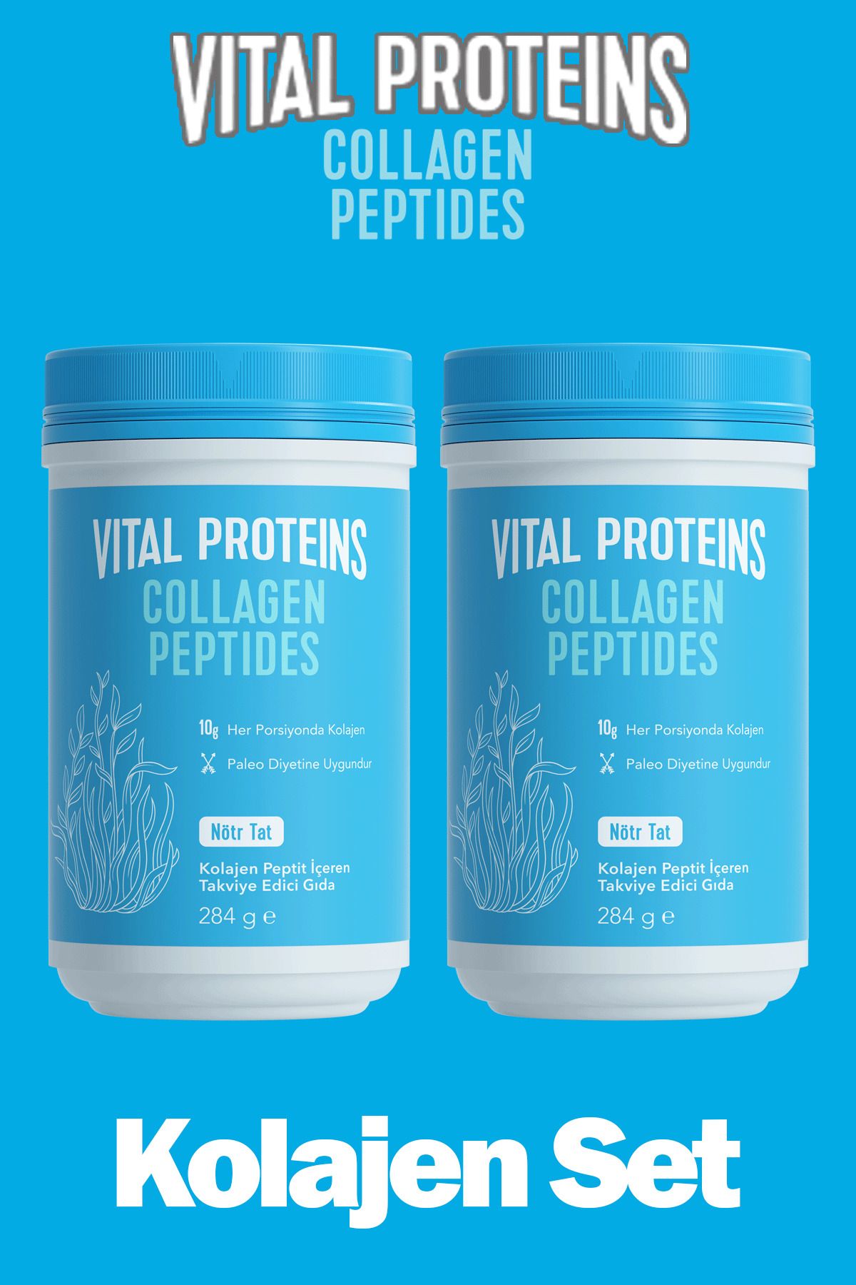 Vital Proteins Collagen Peptides Toz Kolajen 2’li Set Tip 1 & 3 Cilt, Kas Desteği 284 gr X2