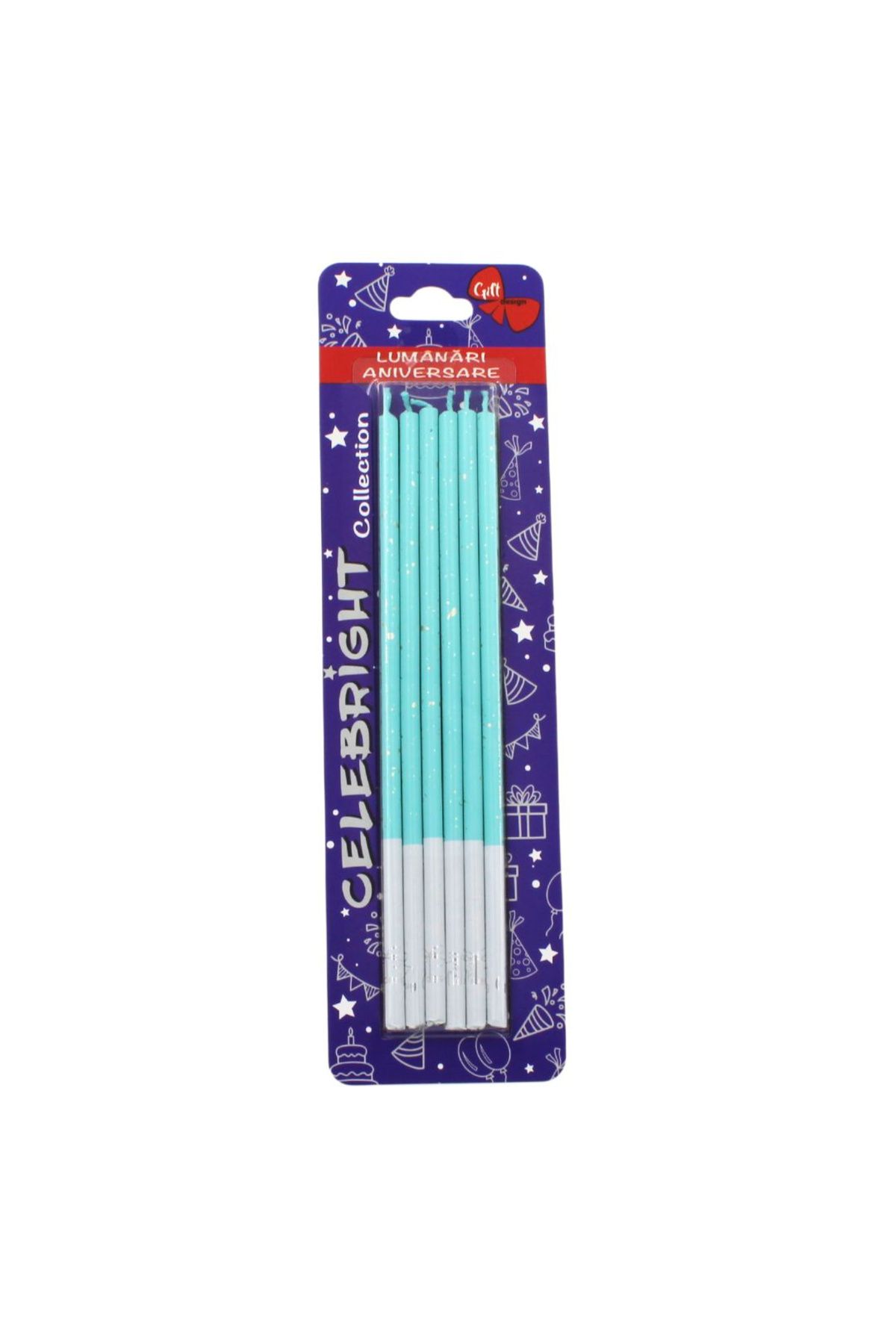 BM GİFT DESİGN Set 6 Lumânări Pentru Tort, Venus, Bleu, Celebright, 14.5cm - All Ages