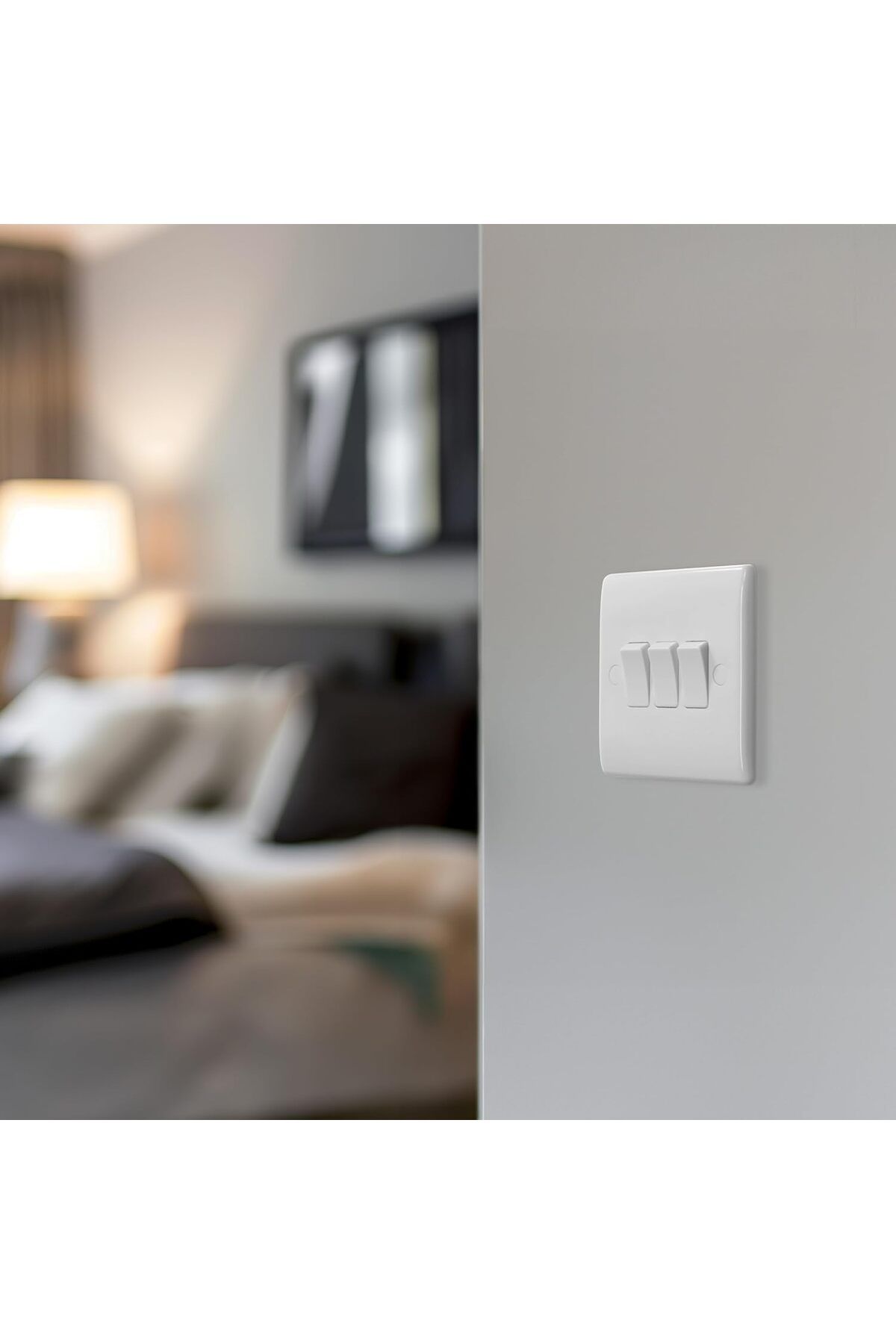 Generic-Modern Wall Light Switch 3 Way White Switch - 10 Amp | Stylish and Modern Design (3 Switch) 4