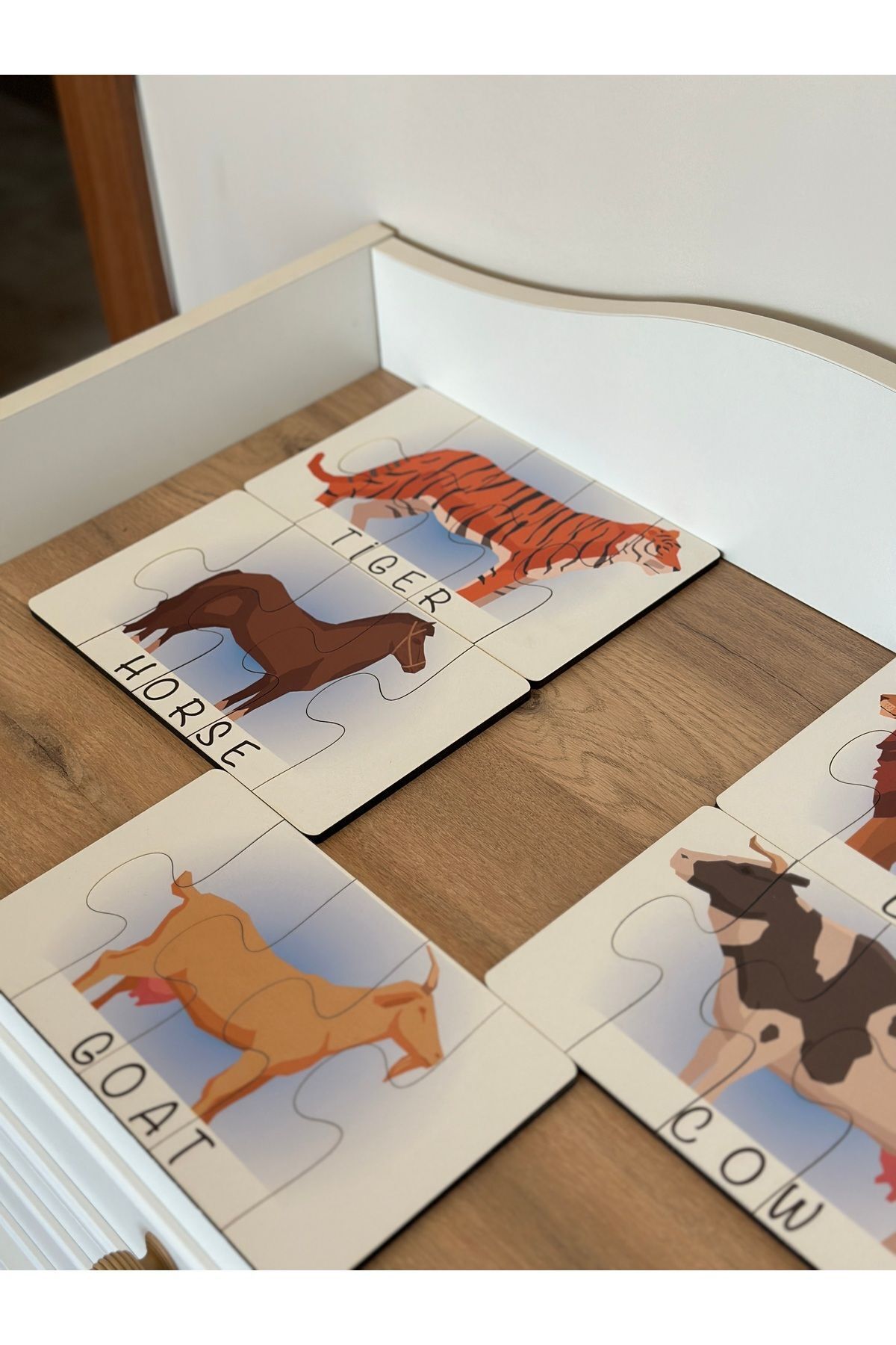 Karter İnovasyon-Animals English Puzzle Matching Card - Montessori Education Toy 5