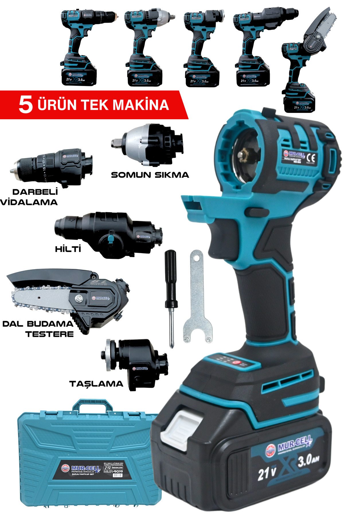 Mur-Cell MUR-9019 5 Lİ Değişen Kafa Budama Testeresi Taşlama