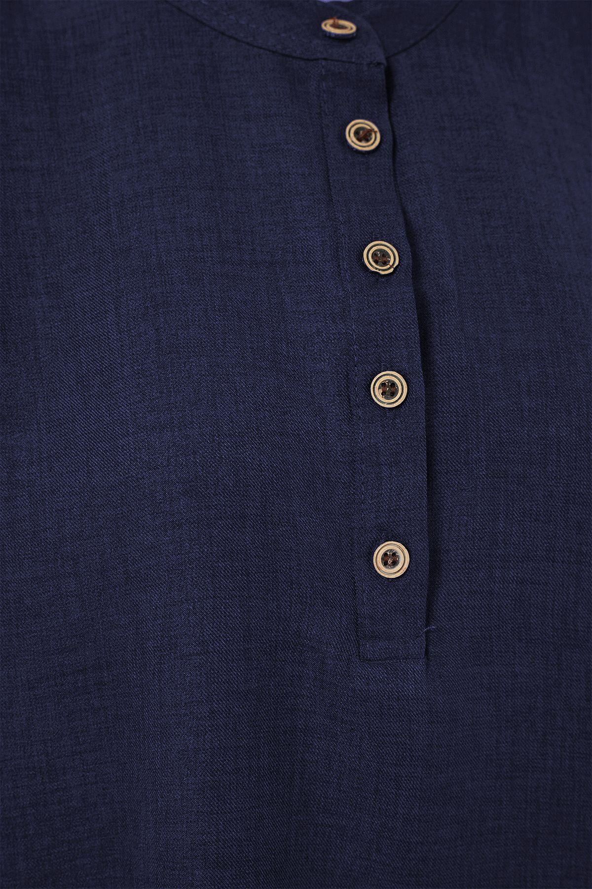 Bigdart-Navy Blue 6678 Linen Tunic and Pantalon Double Set 3