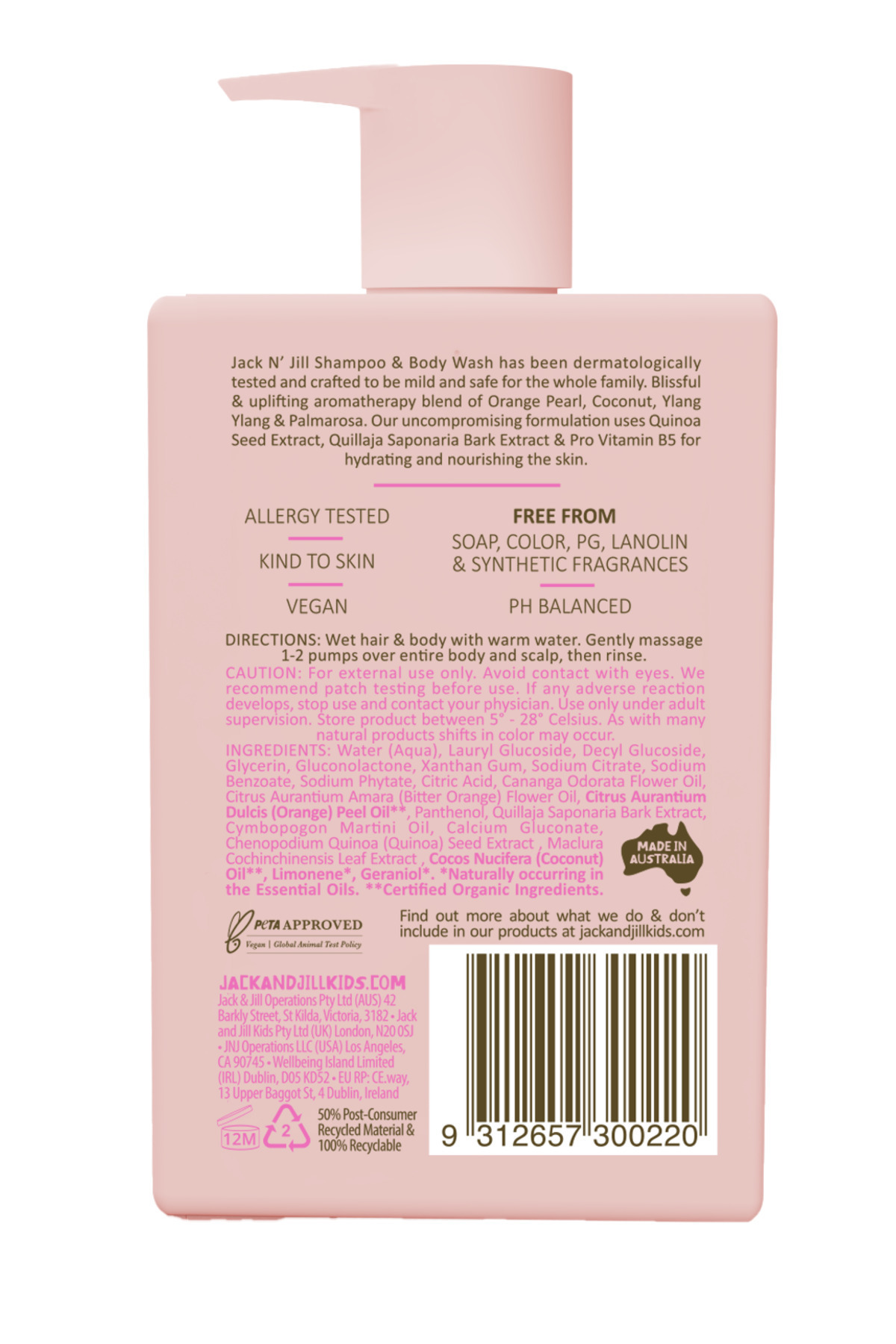 Jack N'Jill Jack N Jill Çocuklar İçin Tamamen Doğal Saç ve Vücut Şampuanı (Pembe Kutu) - 300 ml fotoğrafı 2 (önizleme)