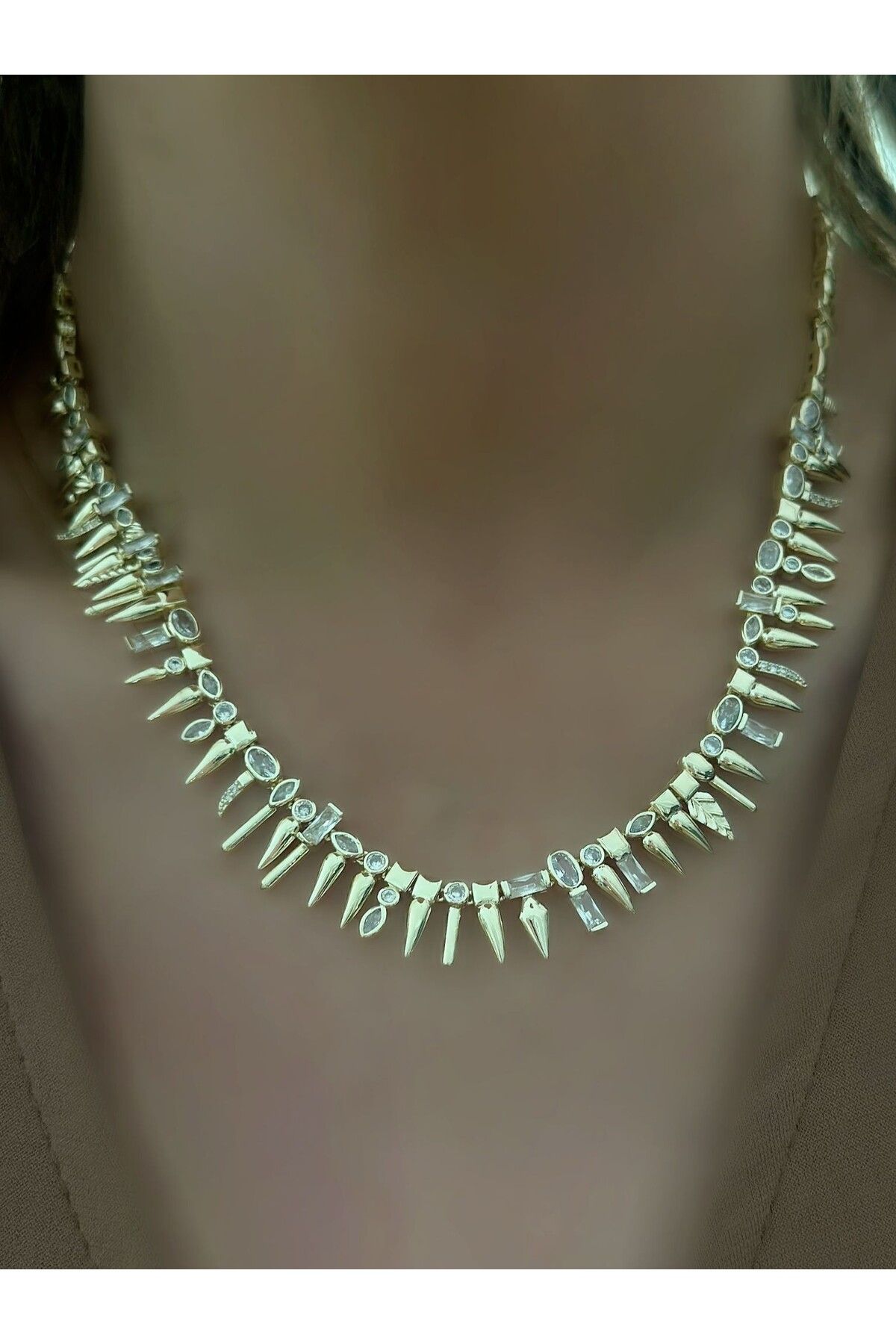 MyladyAccessoriess 14K Altın Kaplama Geometrik Detaylı Kolye