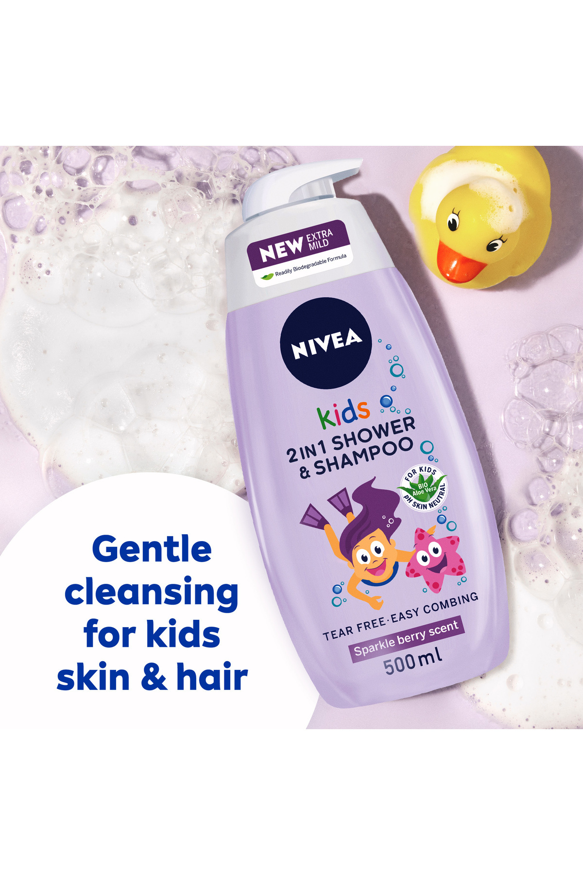 NIVEA-2in1 Kids Shower & Shampoo with Bio Aloe Vera, Berry Scent, 500ml 2