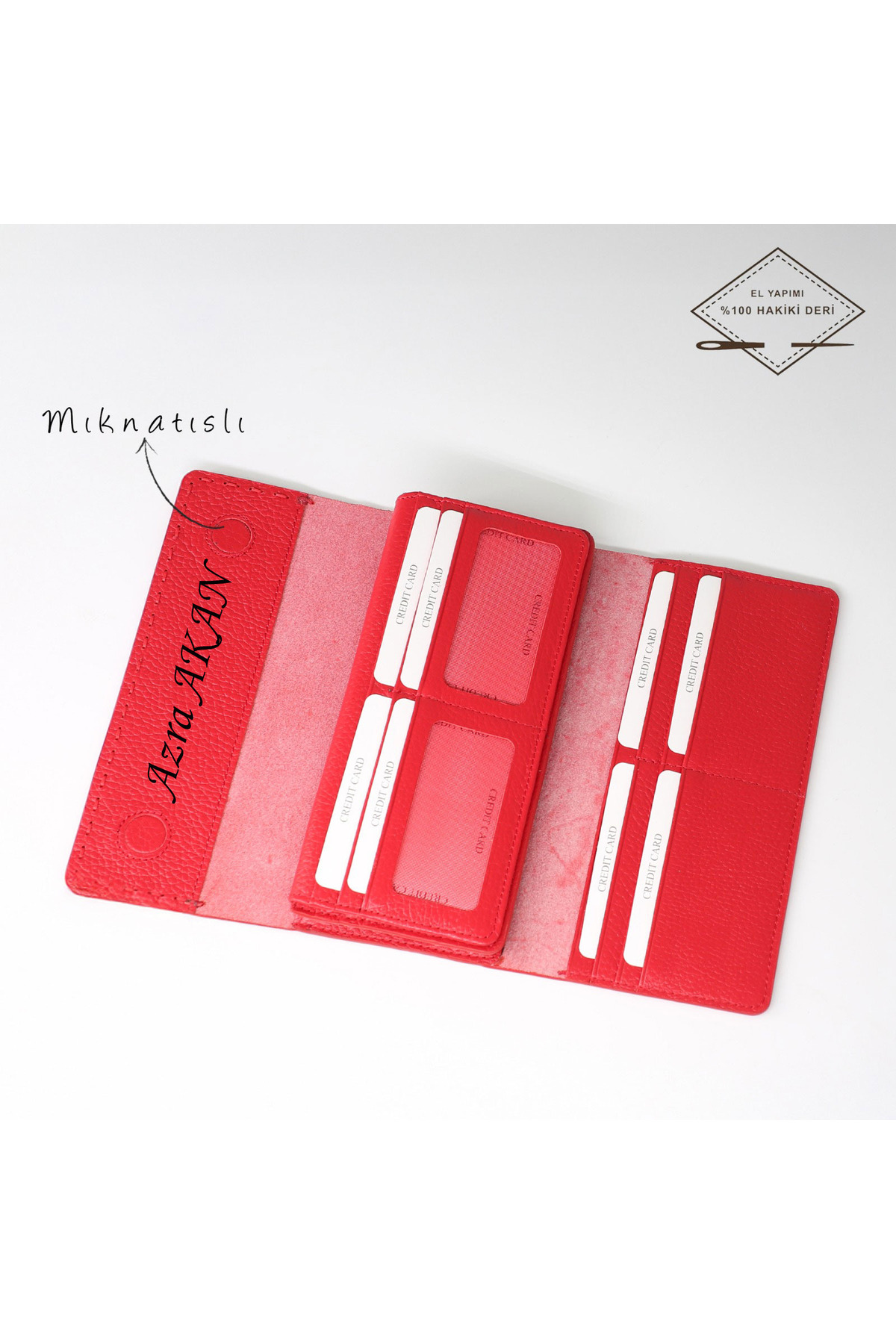 Women's Oversized Genuine Name Leather Magnet Wallet
