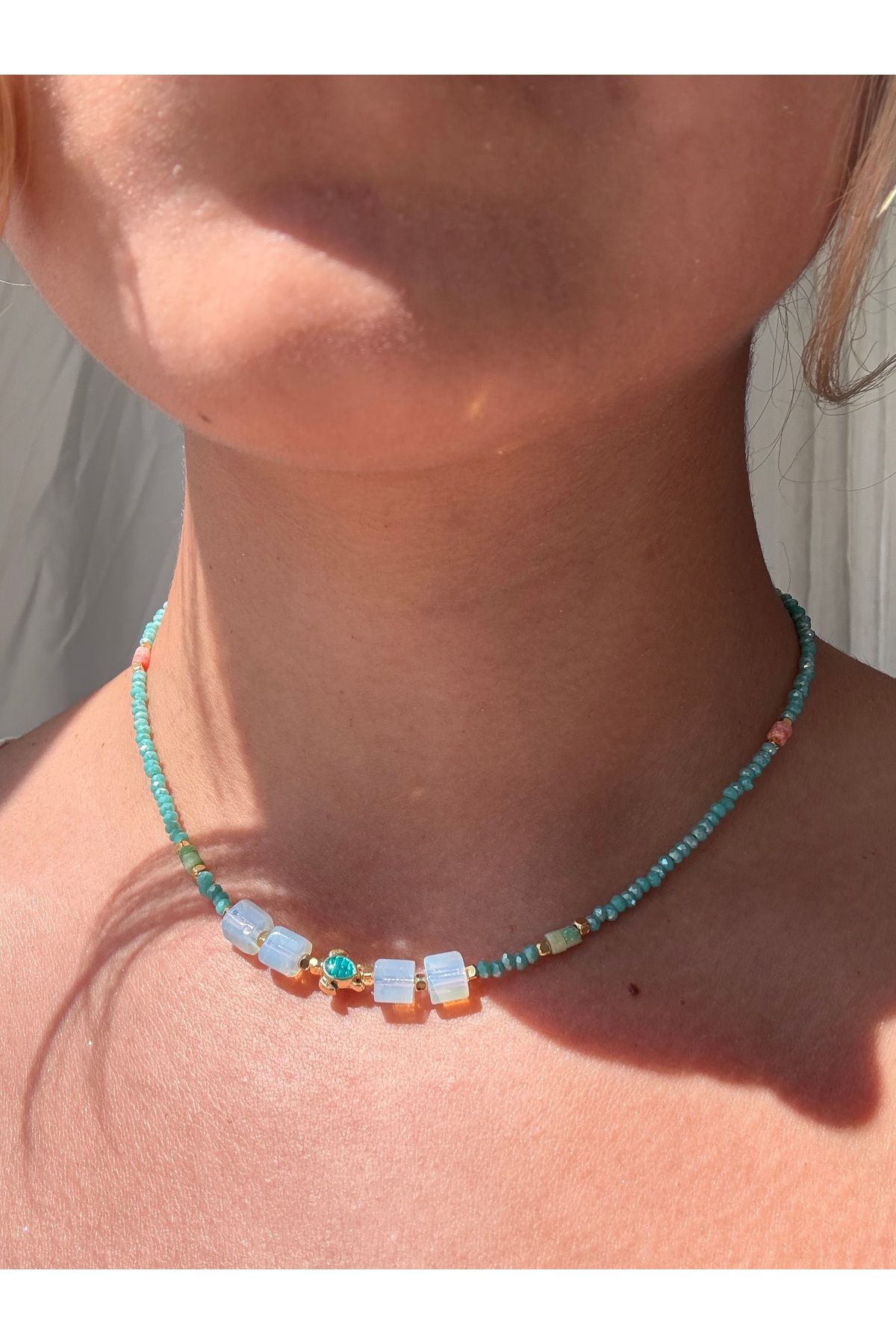 JEWELRY Ay taşı detaylı kristal kolye