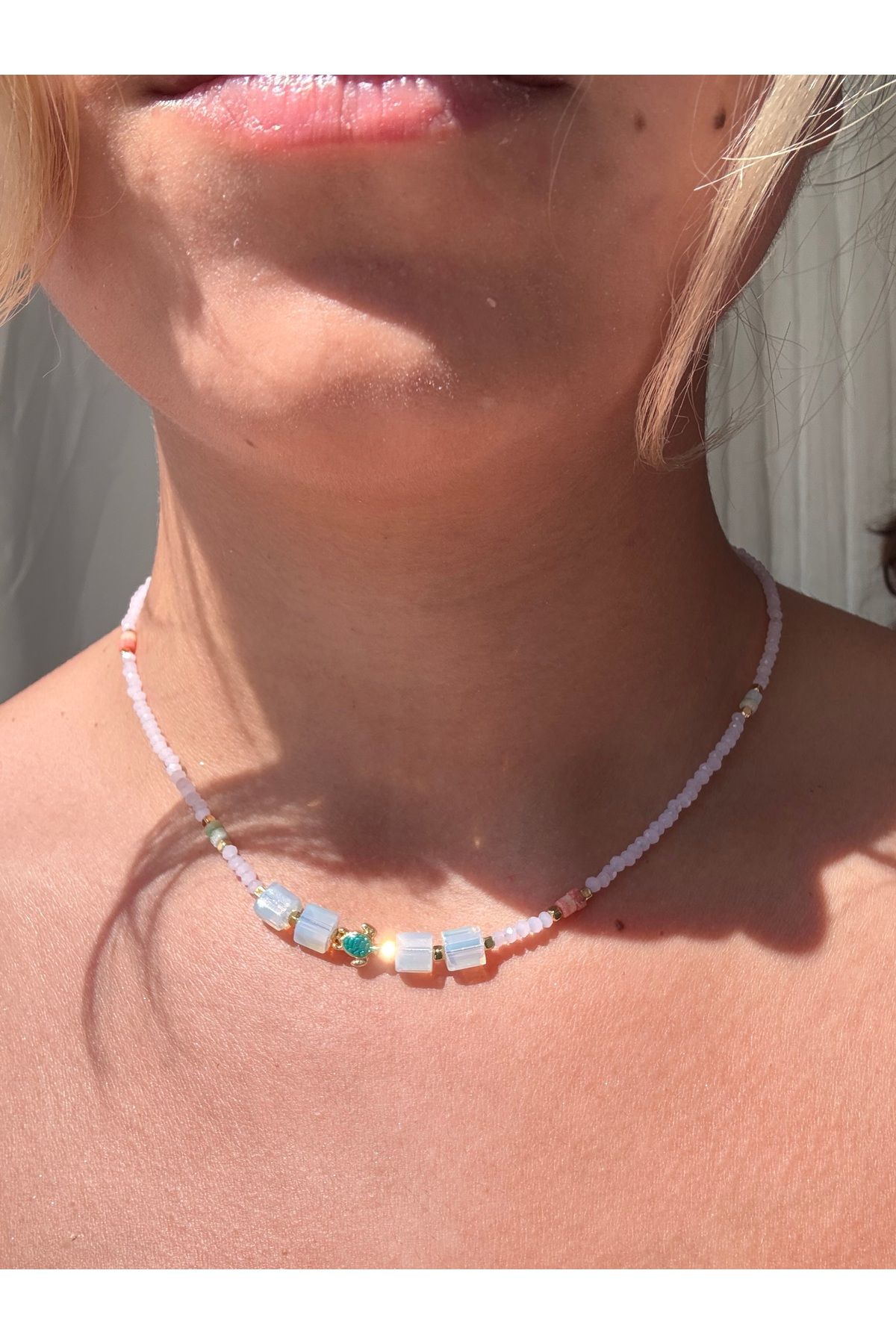 JEWELRY Ay taşı detaylı kristal kolye