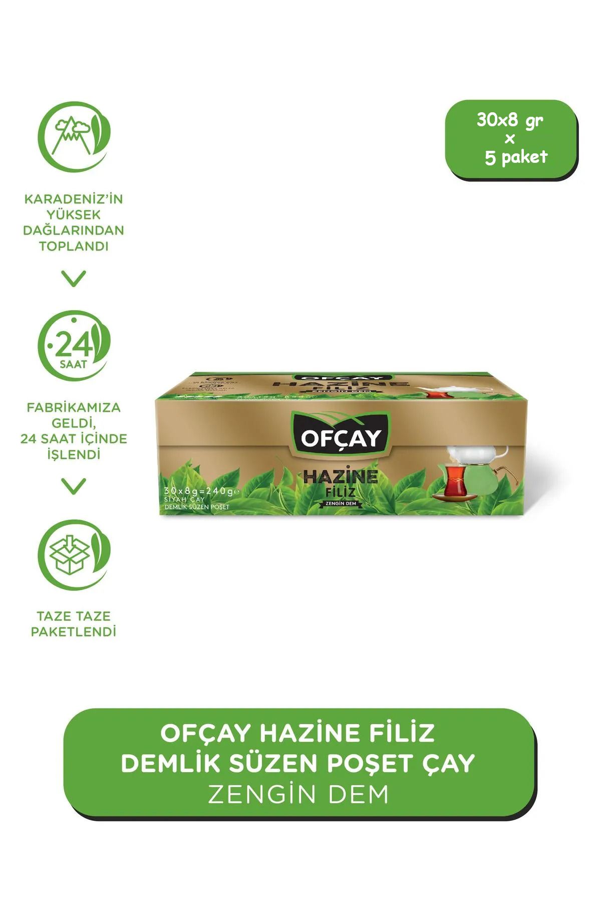 Ofçay Hazine Zengindem Demlik Poşet Çay 150 Adet*8gr (5PK*30)
