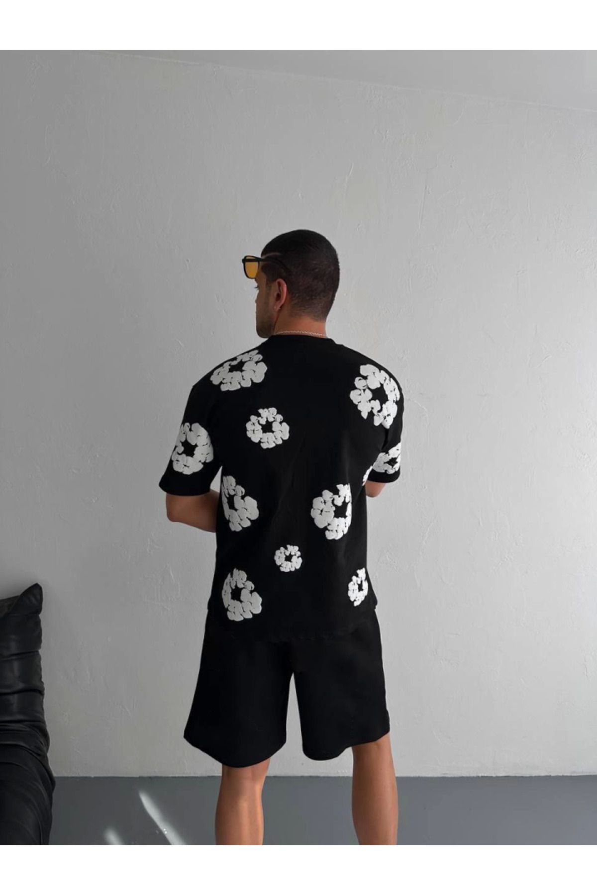 Albayrak Ön Ve Arka Baskılı Oversize Bisiklet Yaka T-shirt- Siyah