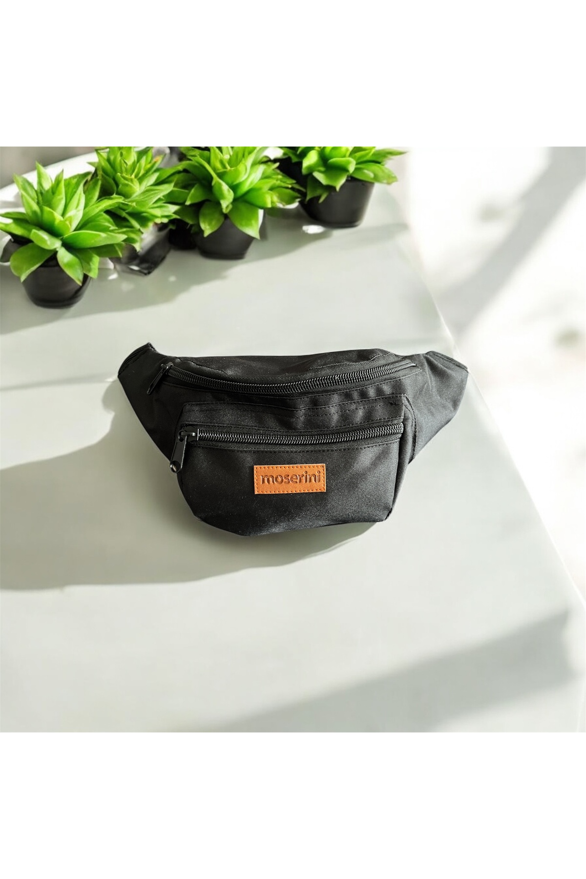 Moserini Unisex Desenli Omuz Ve Bel Çantası - Siyah