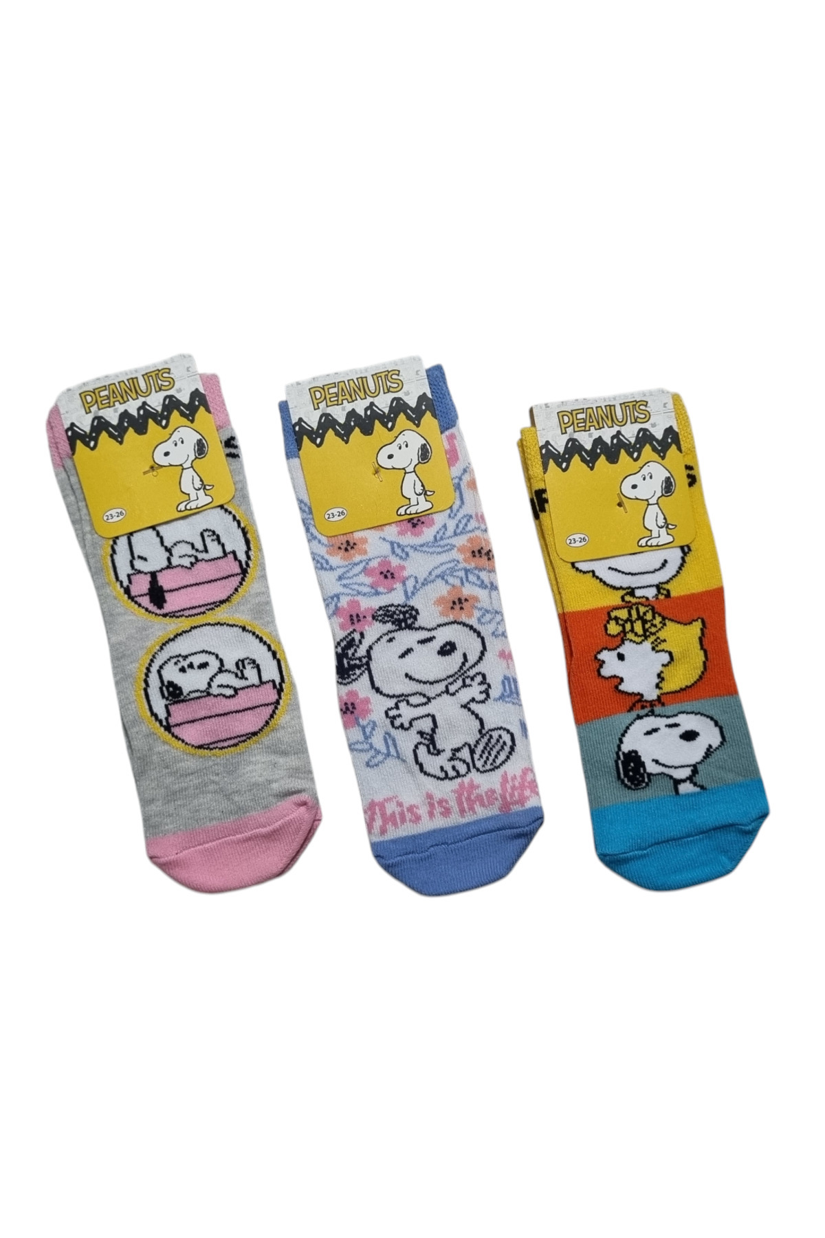 PEANUTS-Girl's and Baby Snoopy Licensed 3-Piece Socks. (3 Pieces Price) 1