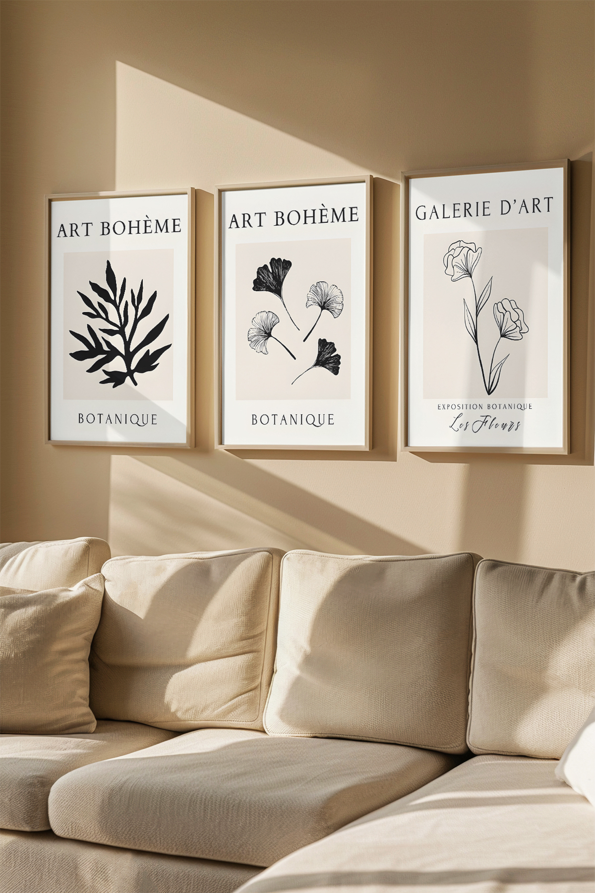 3-Piece Real Wooden Color Framed Painting Set - Model 11