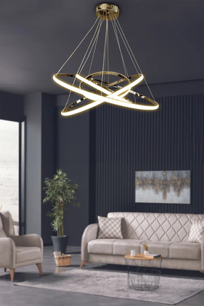 RSCOLLECTIONS Alex 4'lü Çember Modern Tasarım - 3 Renk Kumandalı Gold