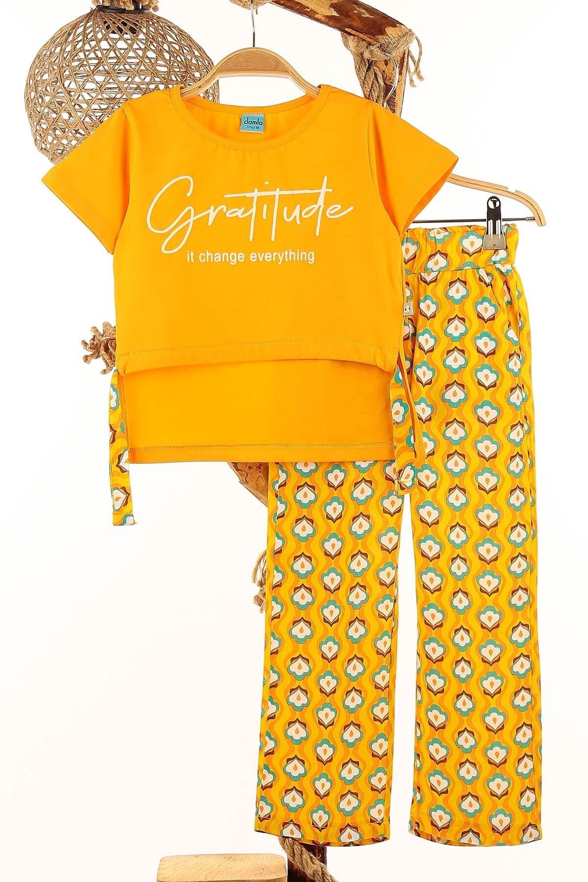 Ege Bebek Fete Vară 2-3-4-5-6 Ani Tiril Tiril Viscosă Model Crop Model T-shirt Set Fete Femeie - 4–5 years