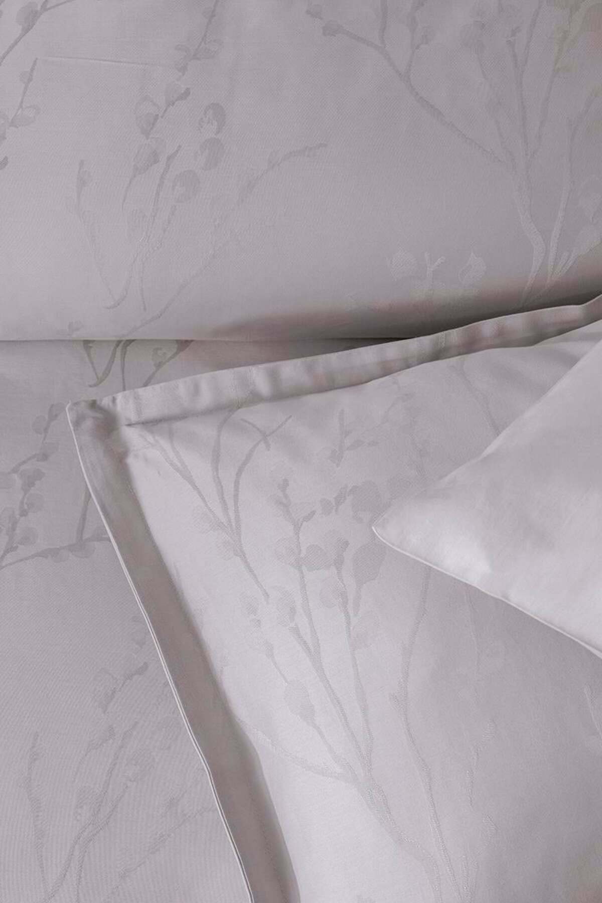 Altınbaşak-Minna Jacquard Satin Double Duvet Cover Set Gray (6 Pieces) 4