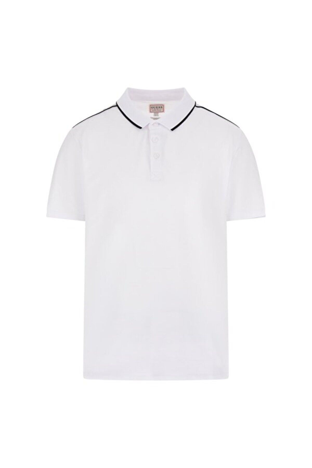 تی شرت پولو مردانه سفید Quattro G Stripe Guess