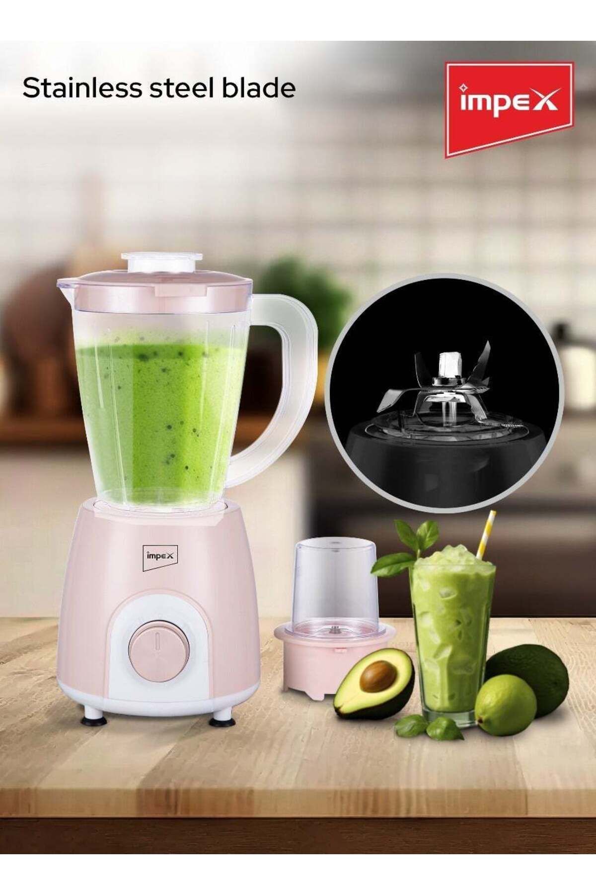 İMPEX-2 in 1 Blender 1.4L 400W Mixer Grinder BL 3501 - 2 Speed with Pulse Control 4 Stainless Steel Blade 7