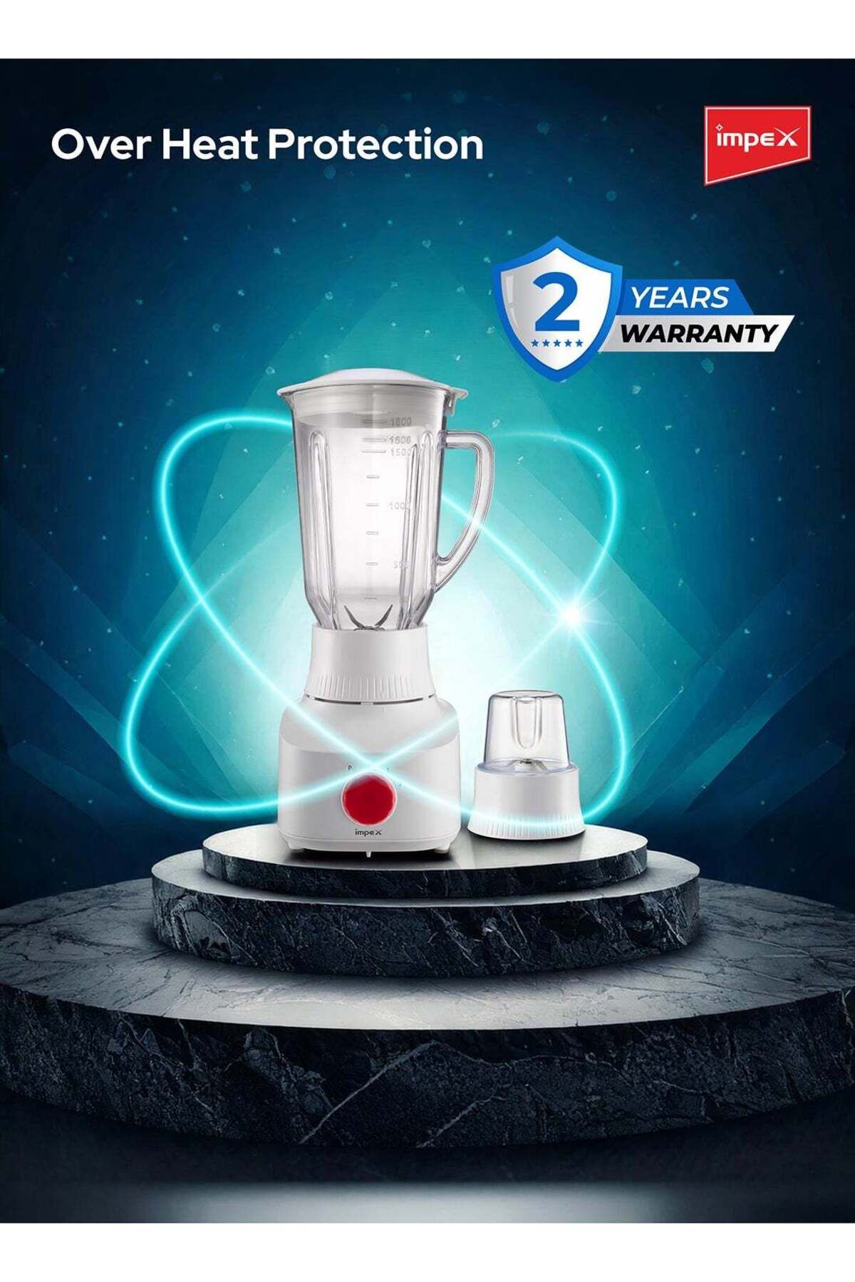 İMPEX-2 In 1 Powerful Blender 650w With Grinder Bl3509 - 1.8l Blender Jar,50g Grinding Jar,2speed Settings 7