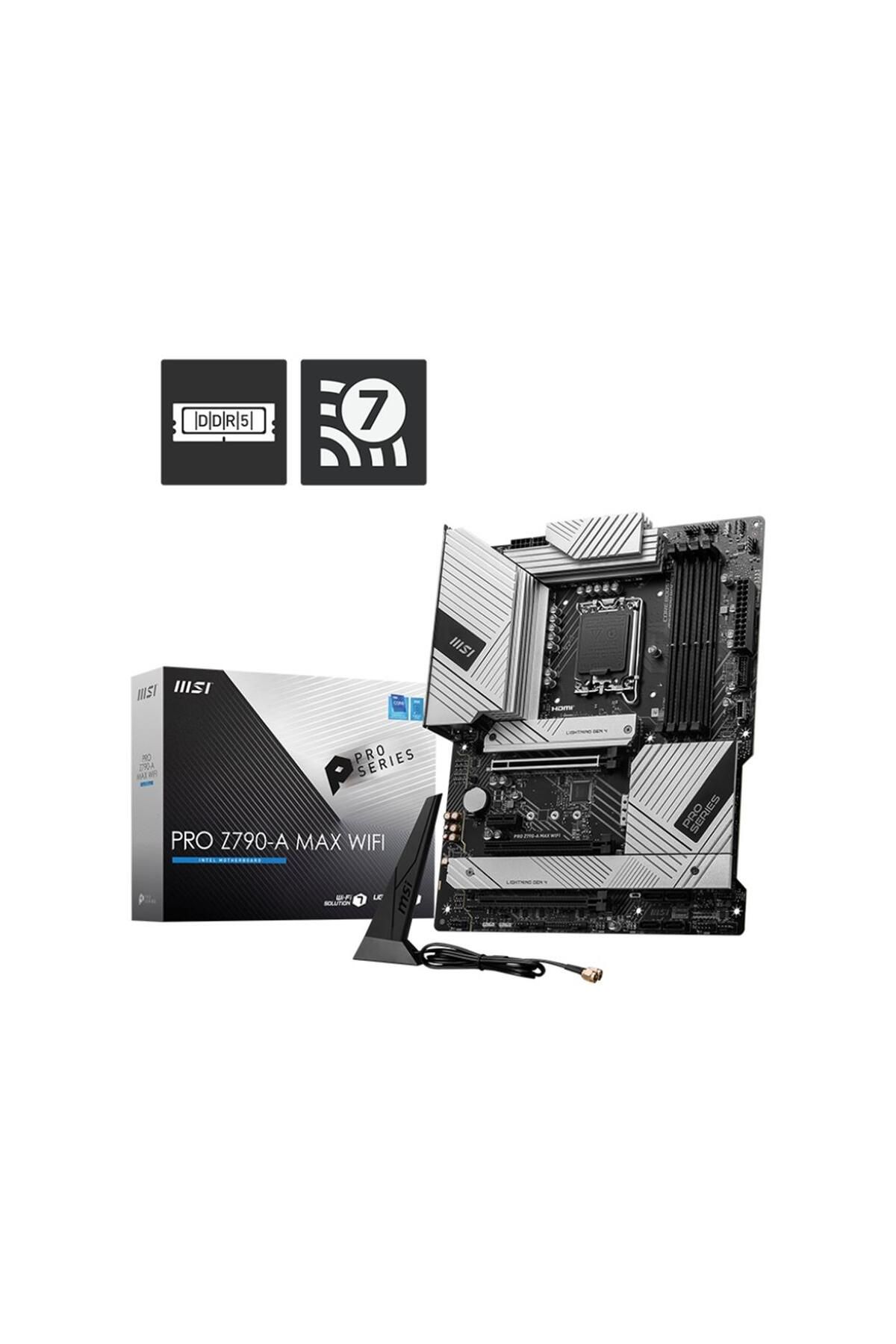 Vobotek Teknoloji Msi Pro Z790-A Max WIFI DDR5 Intel Z790 Soket 1700 DDR5 7800(OC)MHz ATX Gaming (Oyuncu) Anakart