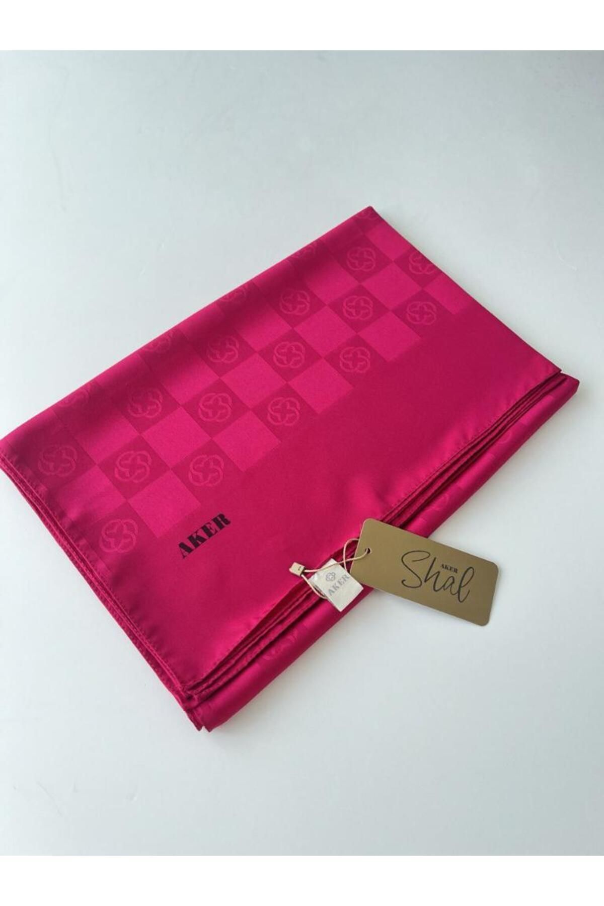 Aker-Fuchsia Checkerboard Monogram Shawl 4