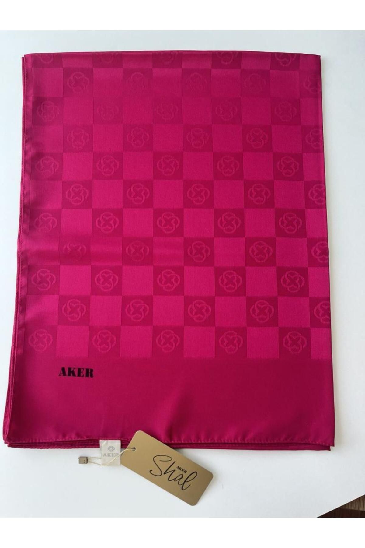 Aker-Fuchsia Checkerboard Monogram Shawl 5