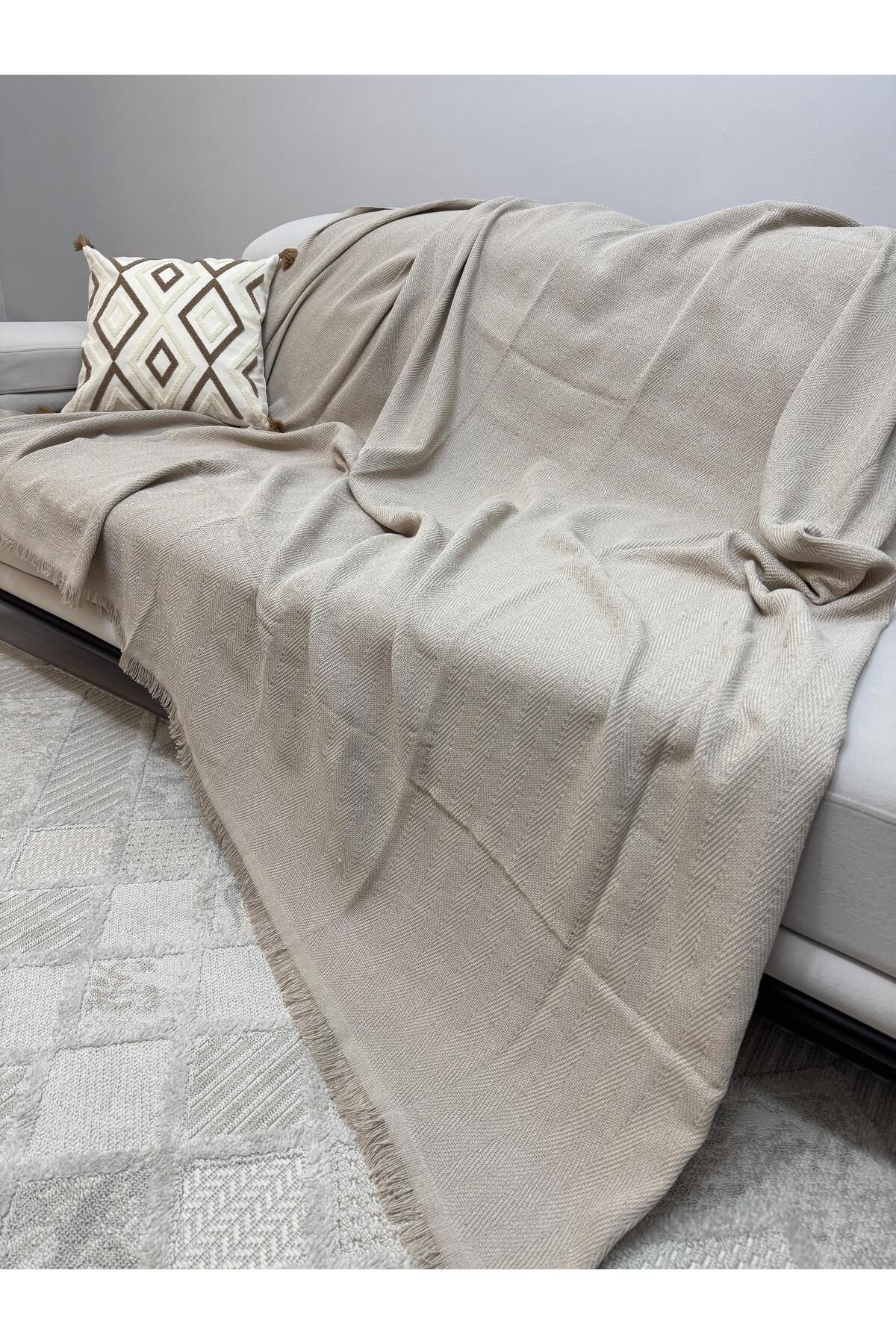 ŞENER HOME-Modern Multi-Purpose Throw & Sofa Cover - Mink 7