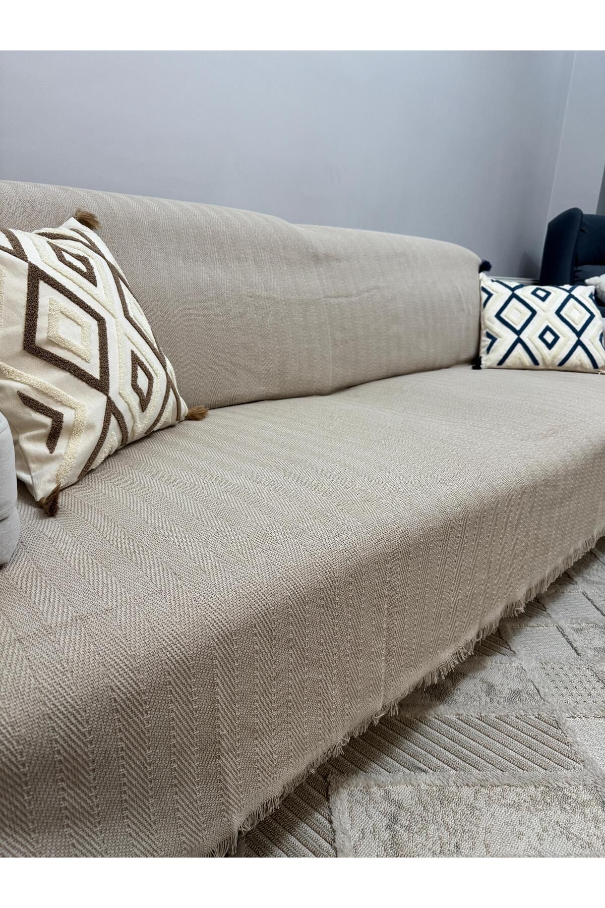 ŞENER HOME-Modern Multi-Purpose Throw & Sofa Cover - Mink 3
