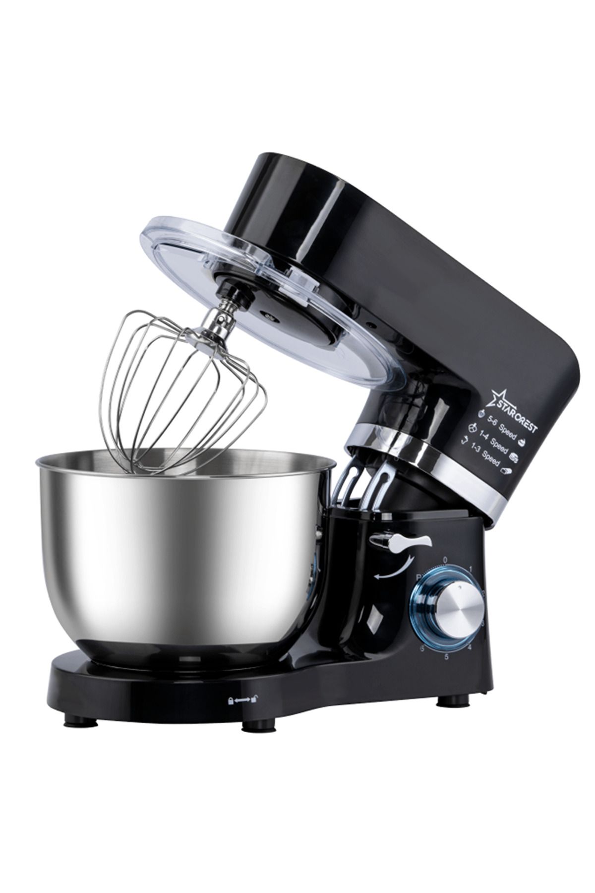 STARCREST-STARCREST SKM-1500BK Food Processor, 1500W, 5.5 L Stainless Steel Bowl, 5 Accessories, 6 Speeds 6