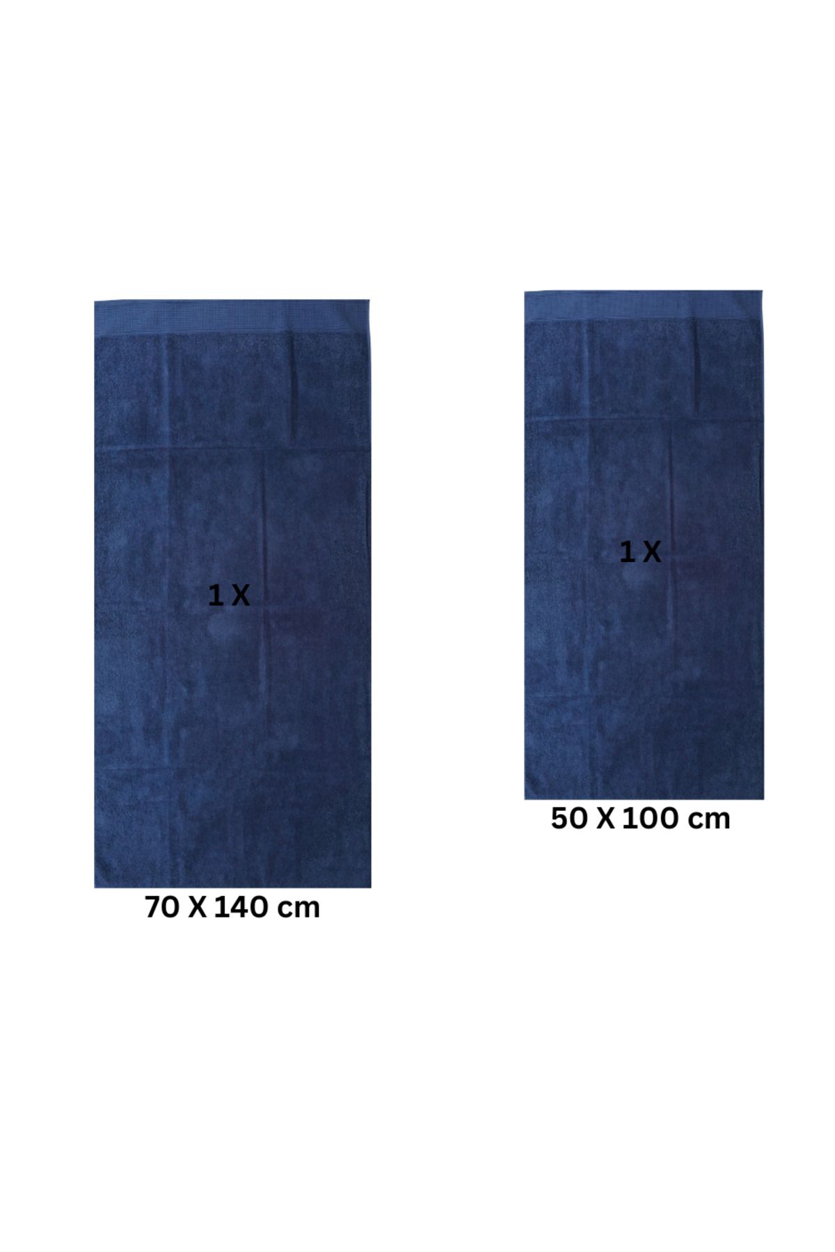 Class Home Collection-Set 2 prosoape absorbante, 100% bumbac, 480 g/m², 50x100 cm + 70x140 cm, Nicodemus, bleumarin 3