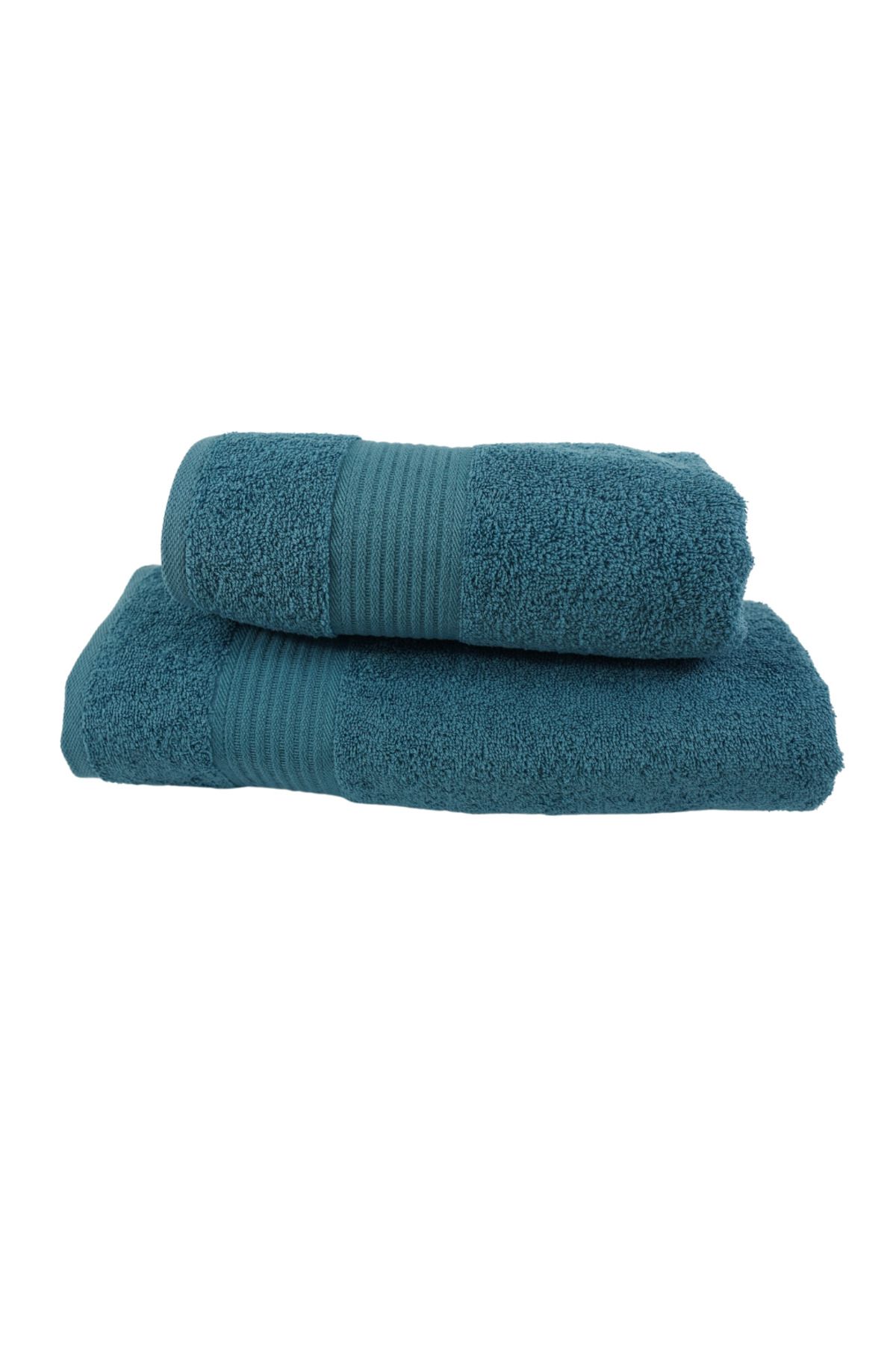 Class Home Collection-Set of 2 absorbent towels, 100% Cotton, 480 gsm density, 50x100 cm + 70x140 cm, Hermagoras, Petrol 1