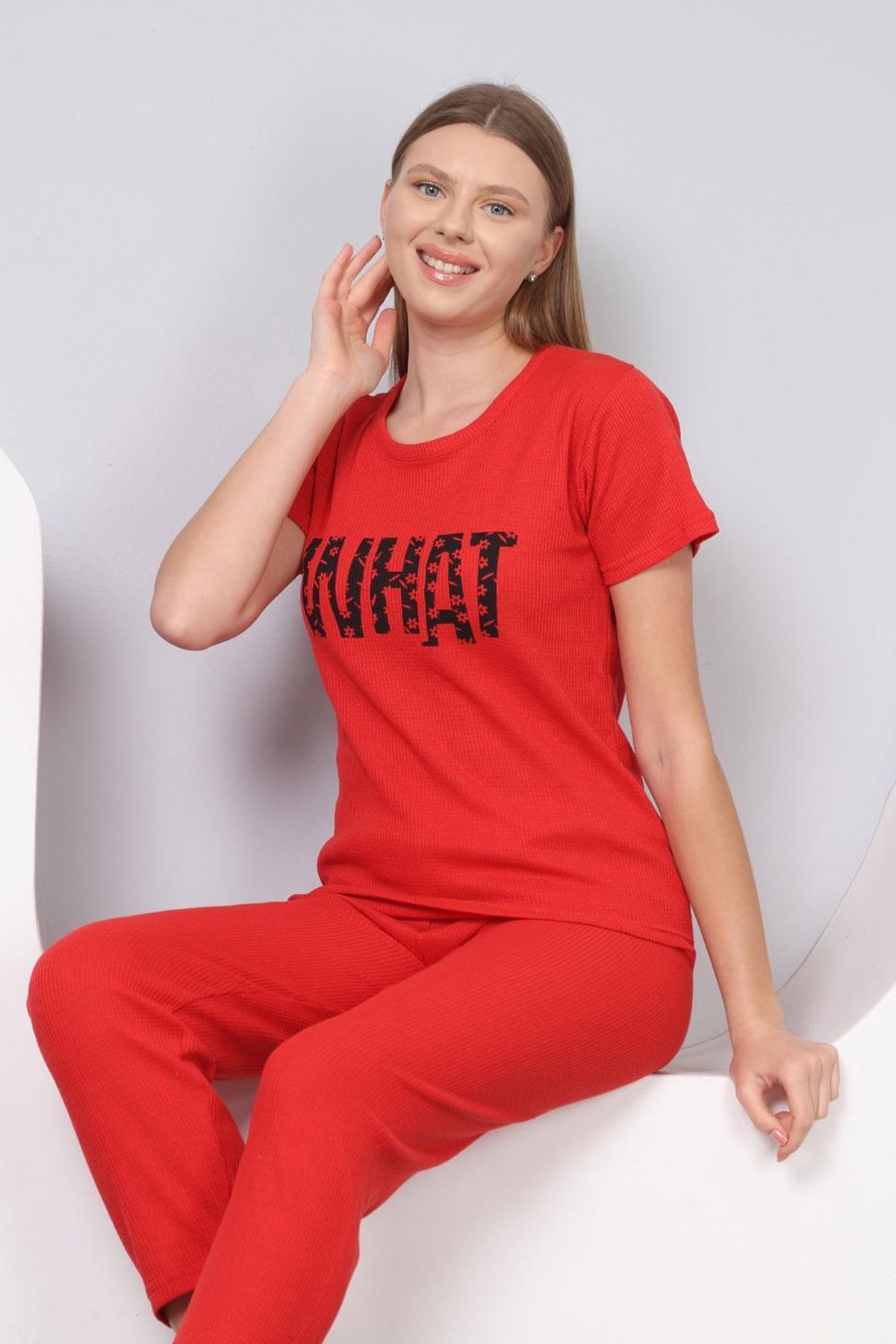 DPARİS-Printed Ribbed Pajama Set 4