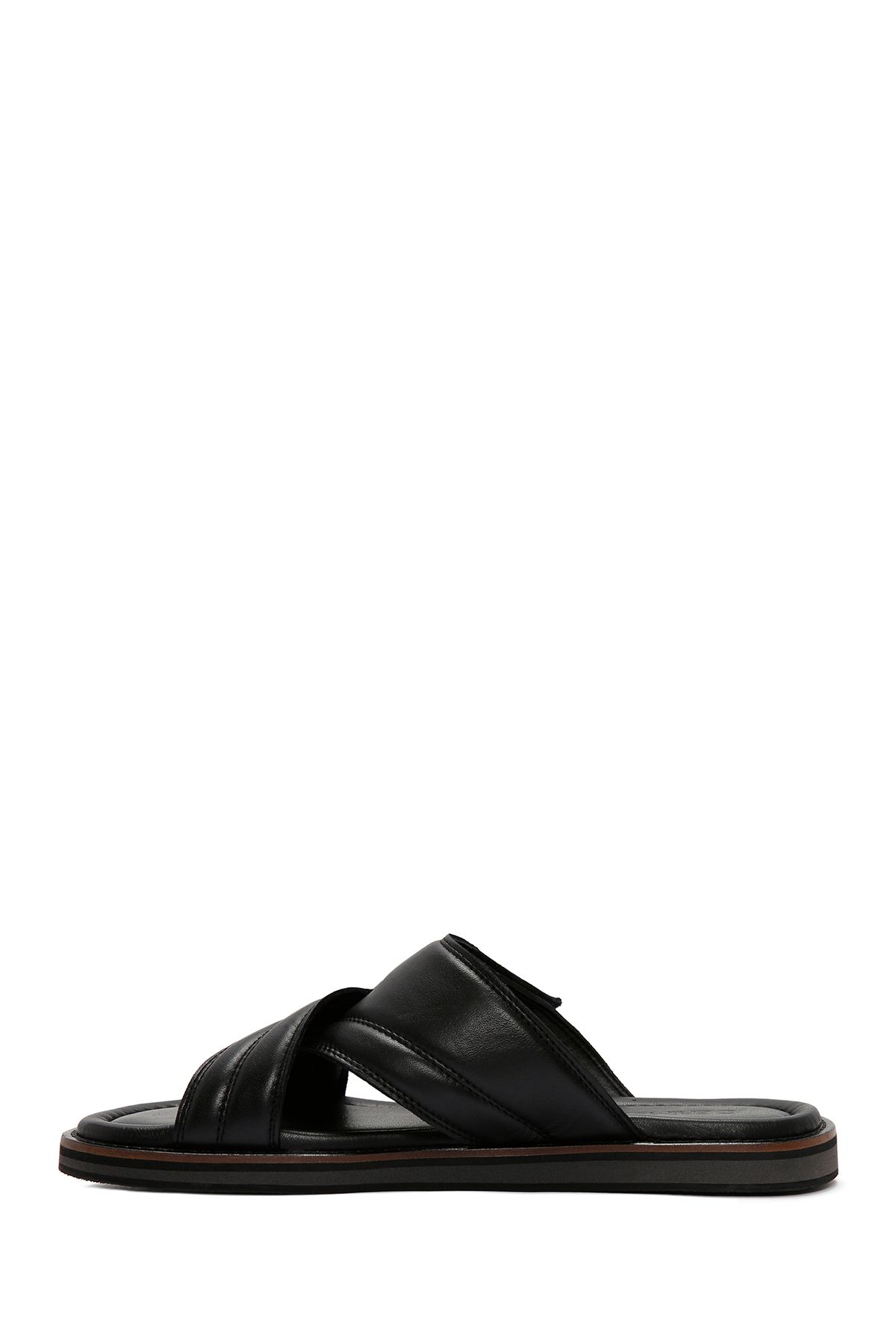 Derimod-Casual Men's Leather Slippers - Black Banded, 24sfd625718 2