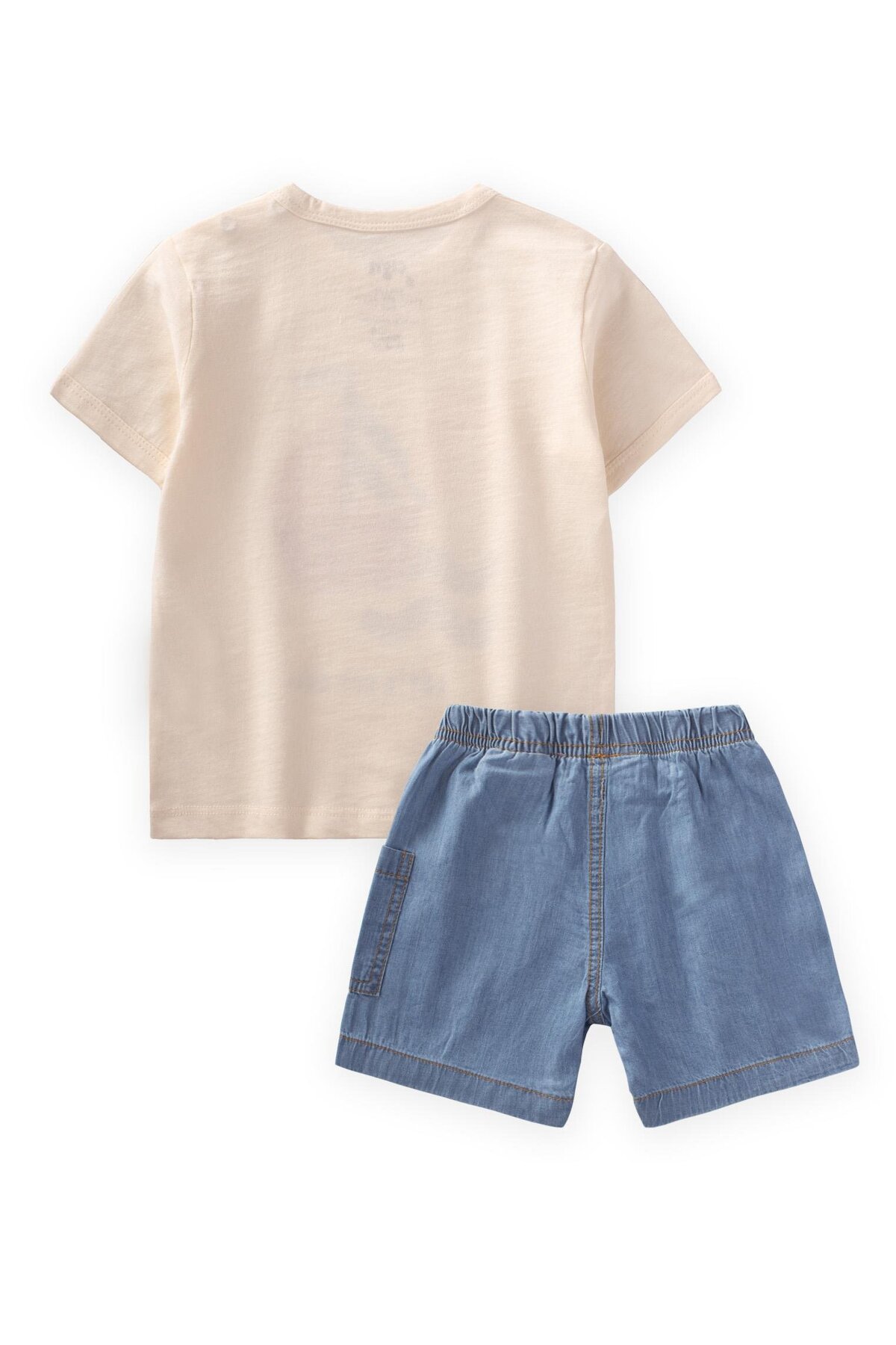 Cigit Baskılı Kot Kaprili T-Shırt Takım 1-5 Yaş Ekru fotoğrafı 3 (önizleme)