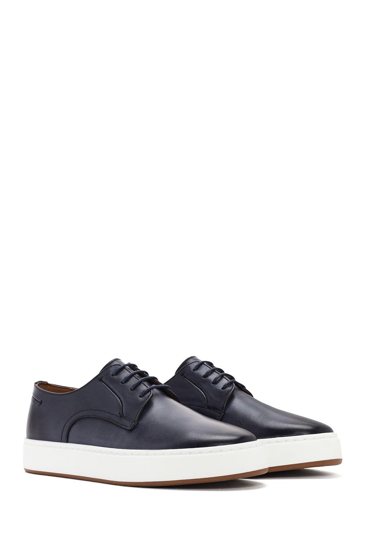 Derimod-Men's Navy Blue Leather Lace-Up Shoes - 24sfd620718 3