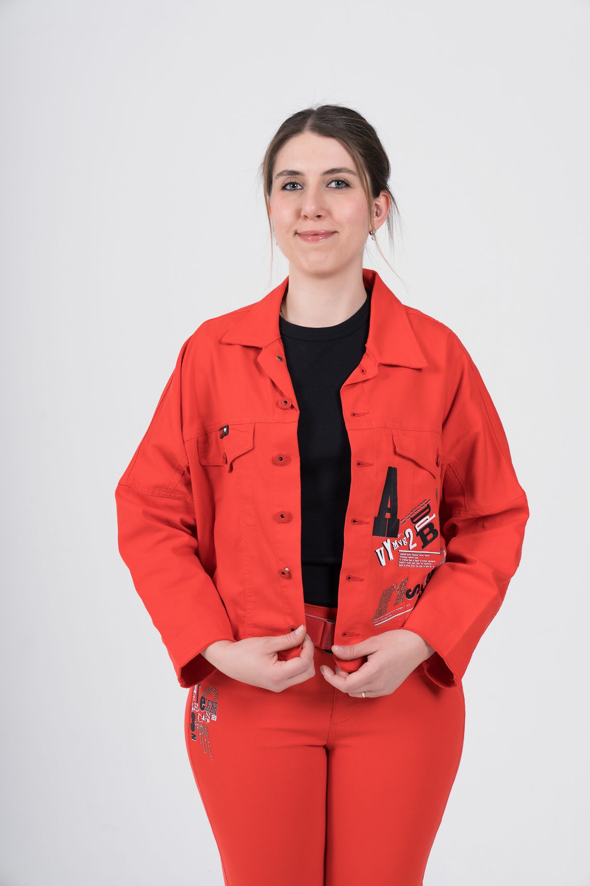 Nihal Eren Butik-Large Size Lycra Seasonal Gabardine Design Jacket 1