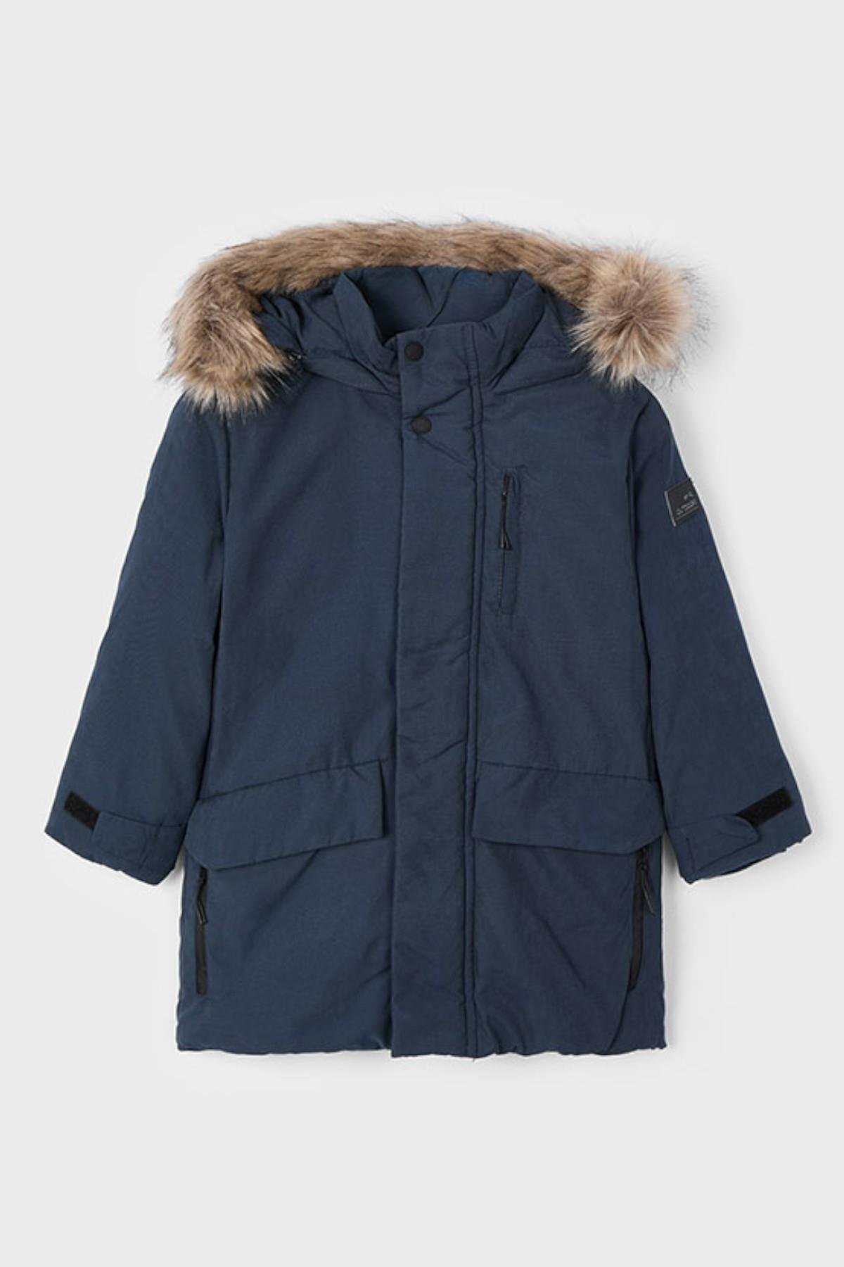 مایورال کاپشن زمستانی کلاه دار پسرانه، مناسب برای سنین ۳ تا ۹ سال، مدل ۴۴۶۸، سرمه ای