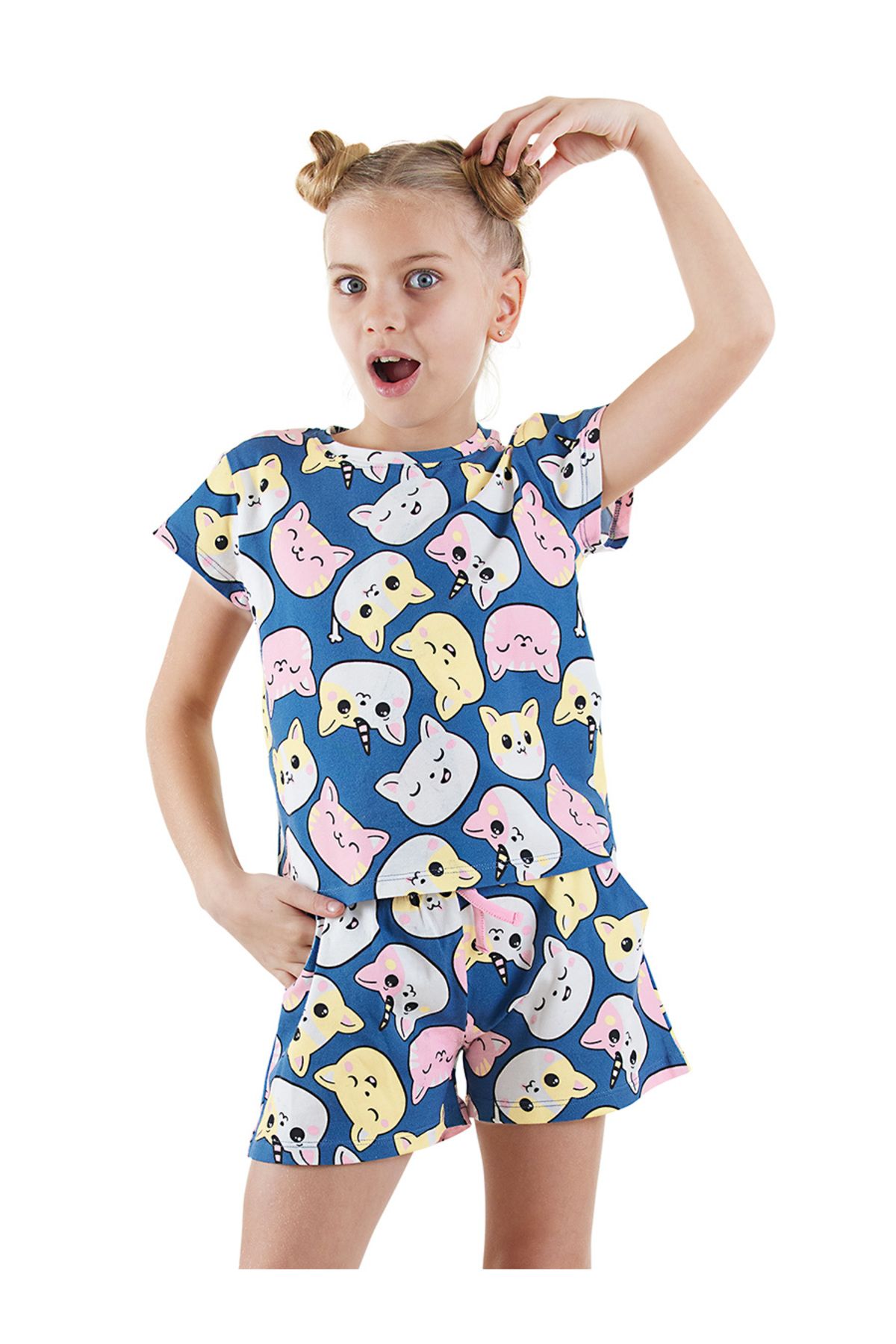 Denokids Süßes Katzen-t-shirt-shorts-set für Mädchen - 5 Jahre alt